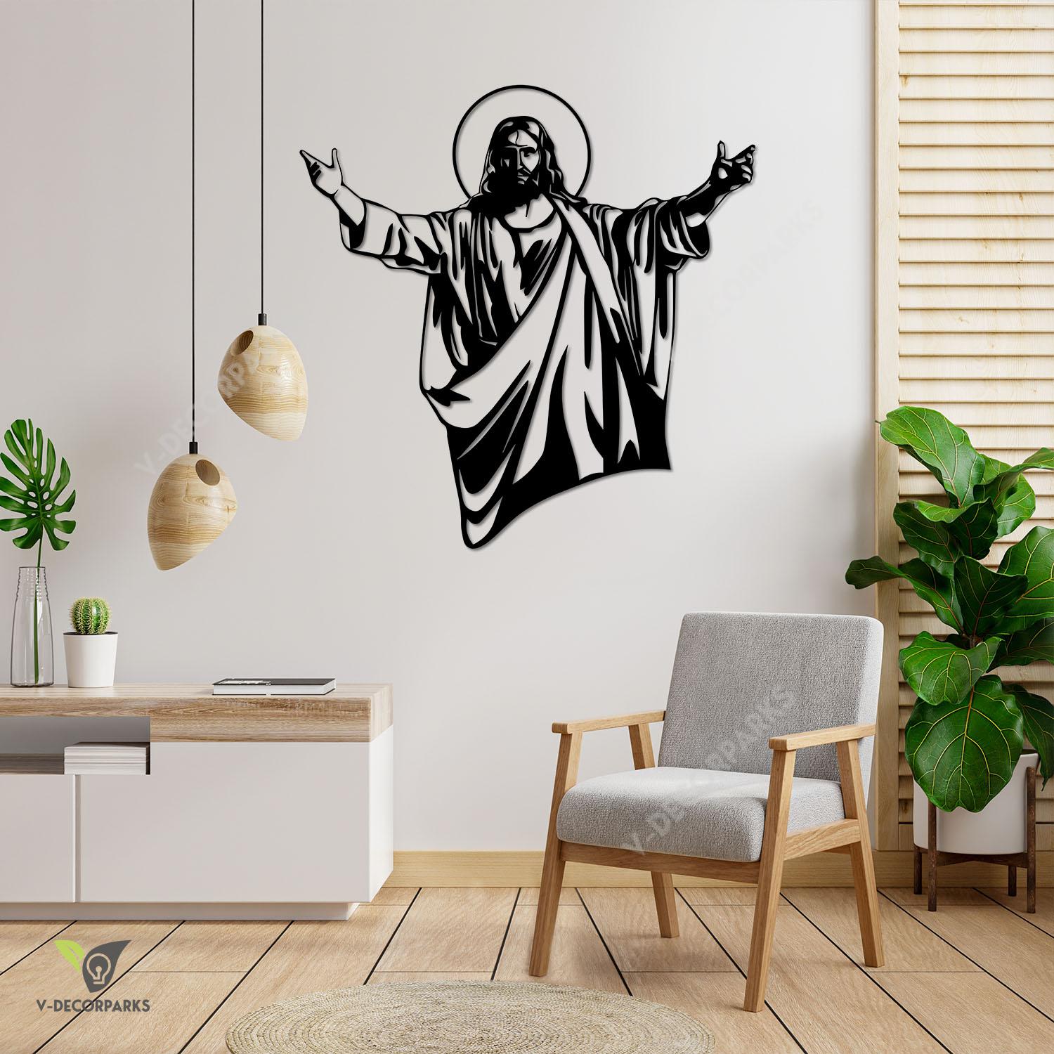 Jesus Saves Metal Wall Art, Jesus Christ, God Inner Wall Decor For Christmas Metal Sign