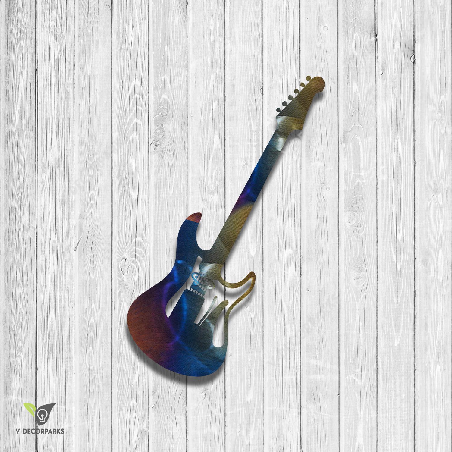 Electric Guitar Vintage Metal Art, Electric Guitar Living Room Decoration For Music Lovers