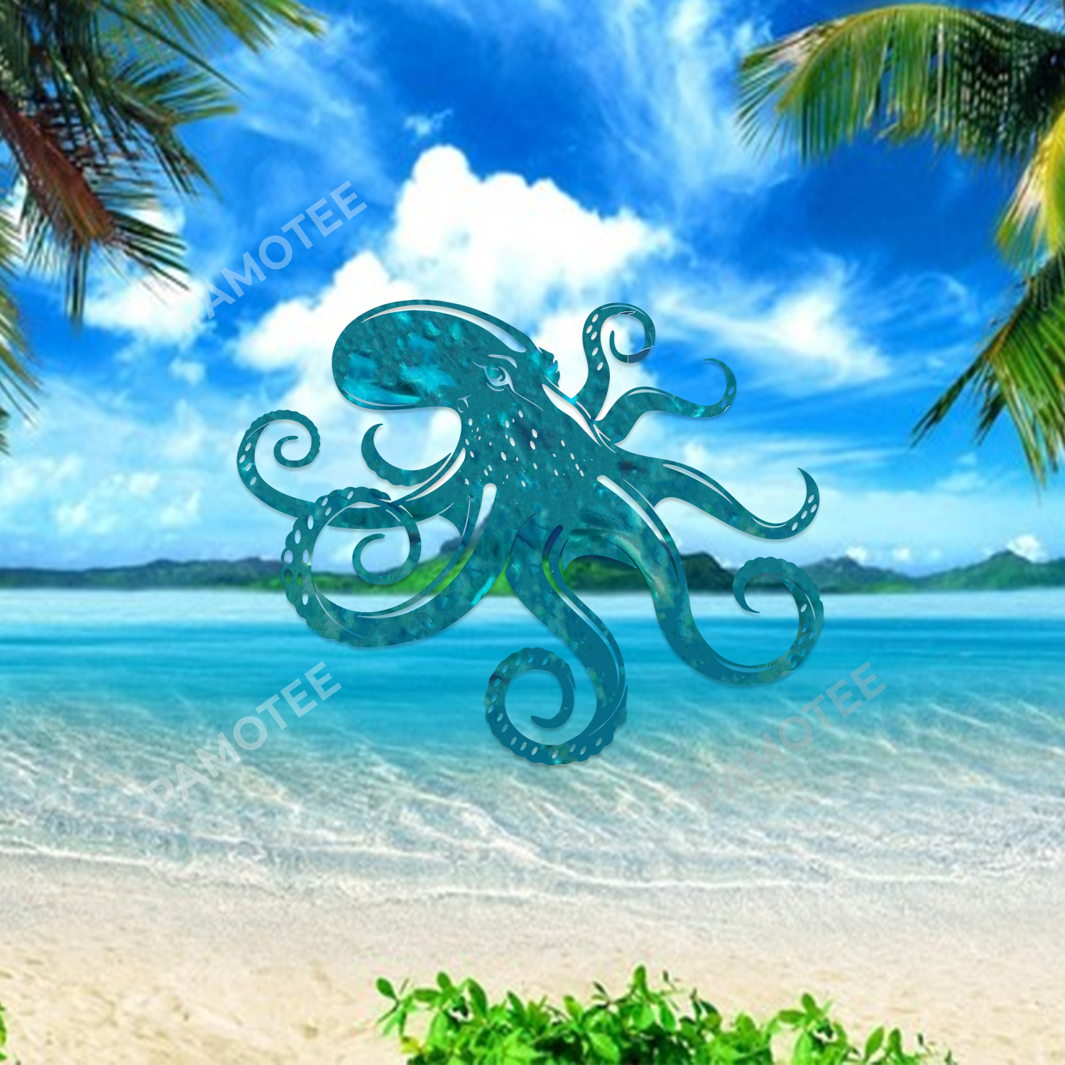 Blue Octopus Metal Sign, Octopus Gift For Fishermen