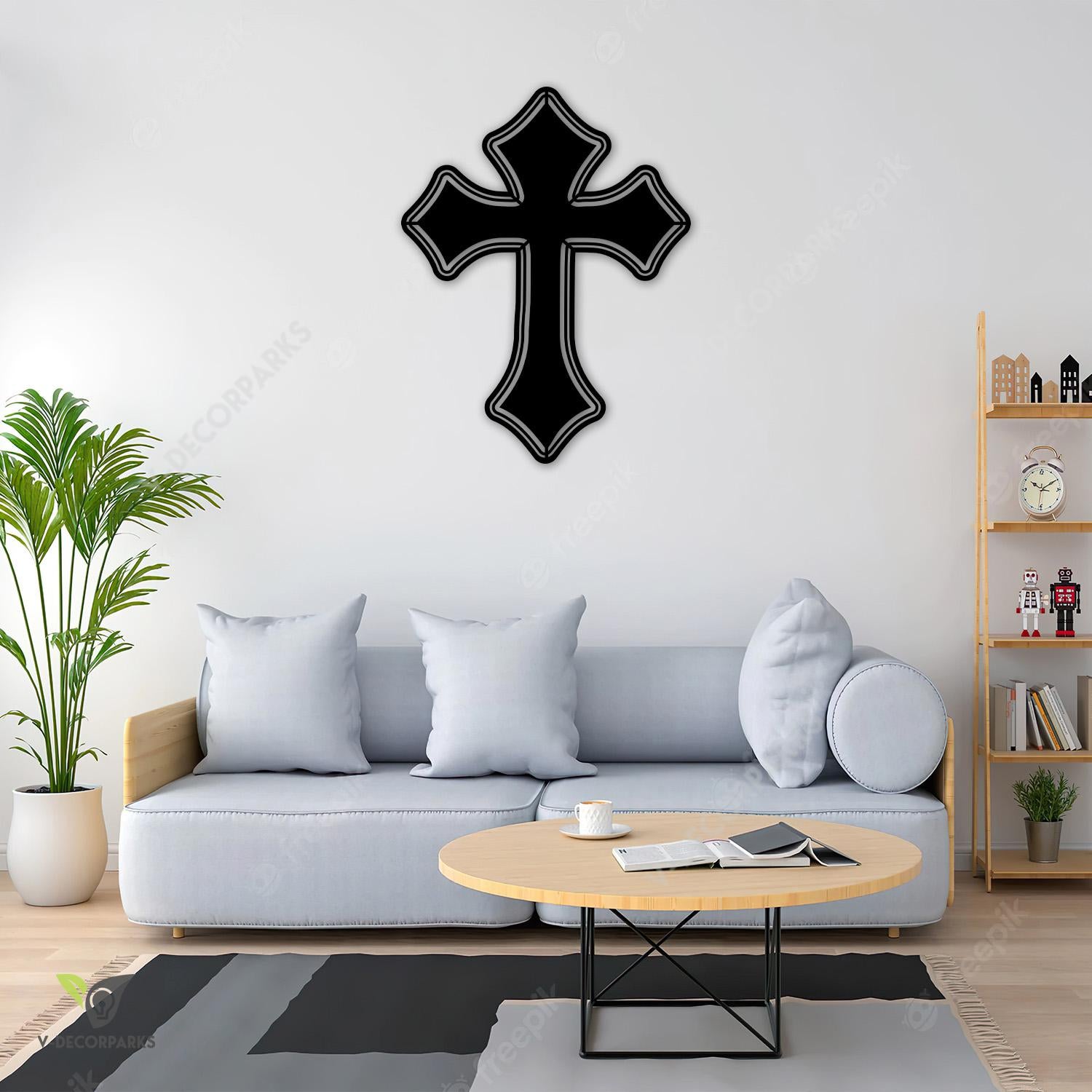 Layered Cross Jesus Metal Sign, Layered Cross Christian Laser Cut Artwork Metal Sign