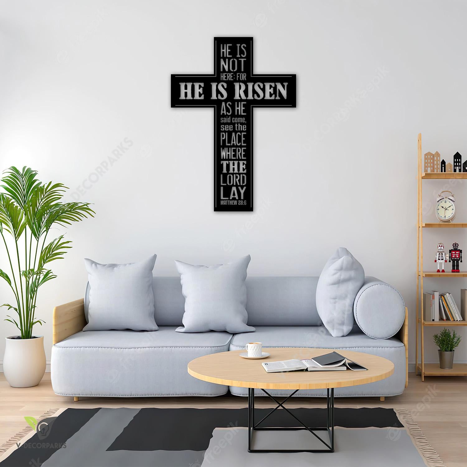 He Is Not Here For He Is Risen Cross Metal Wall Art, Jesus Rust Resistant Plaque For Christmas Metal Sign