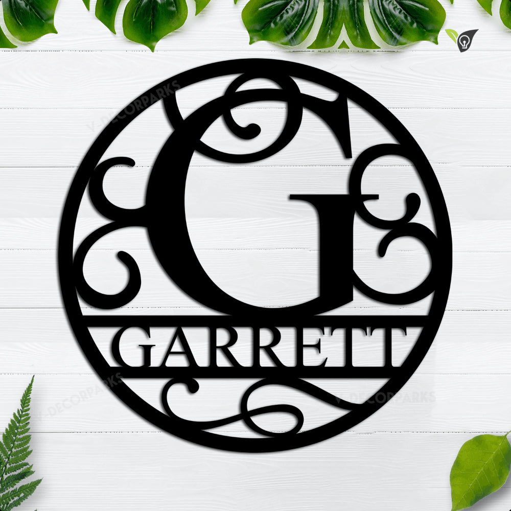 Personalized Family Name Metal Sign, Custom Last Name Sign, Monogram ...