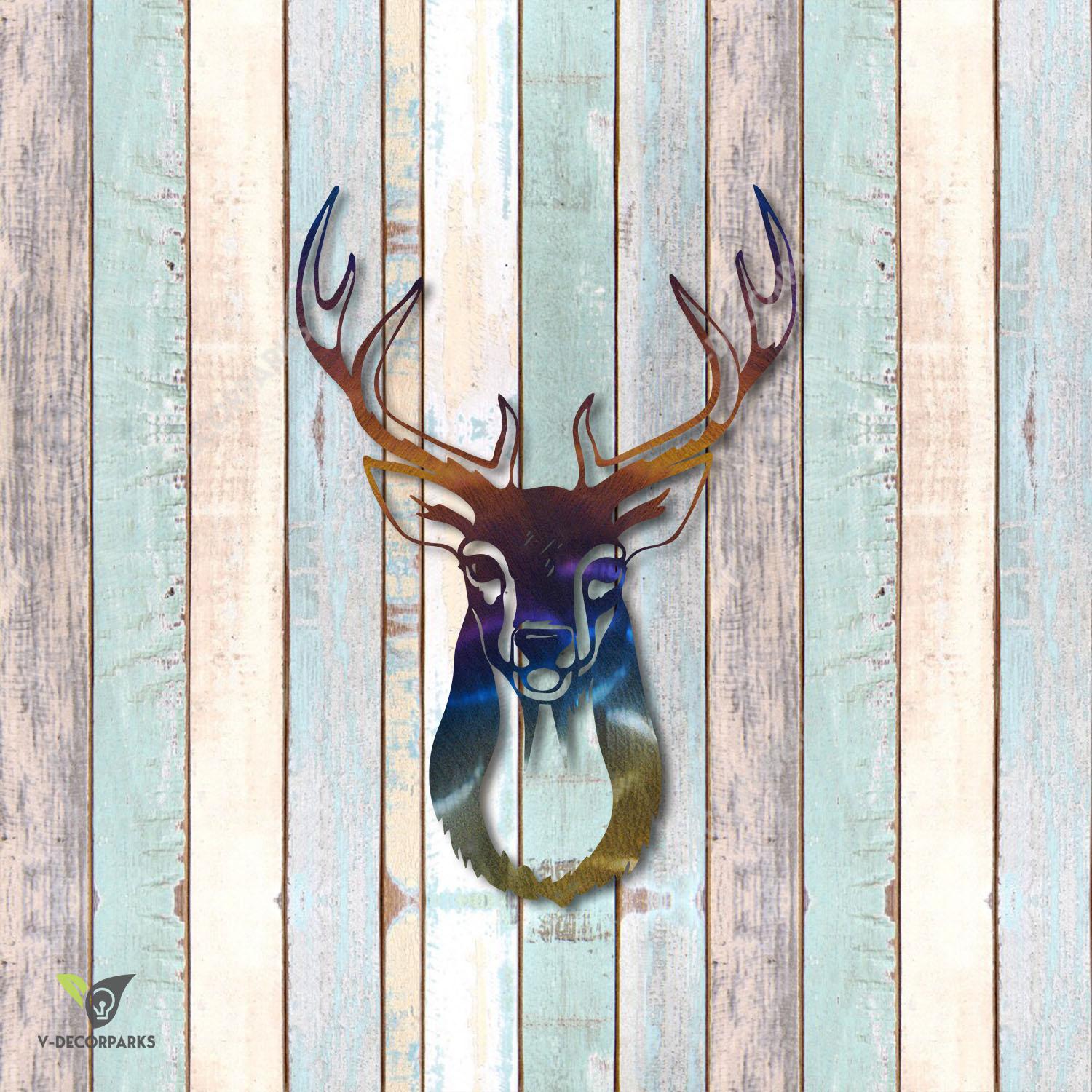 Buck Head Heat Treated Color Metal Art, Deer Hunting, Deer Trophy Welded Accent