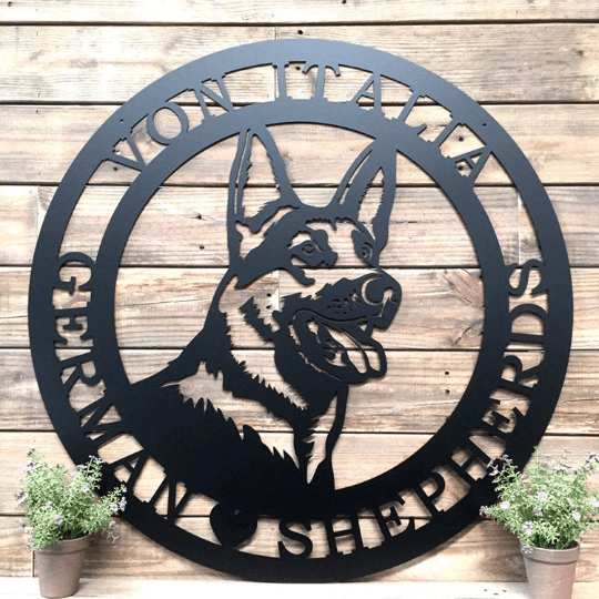 German Shepherd Established Sign, Cut Metal Sign, Metal Wall Art, Metal House Sign