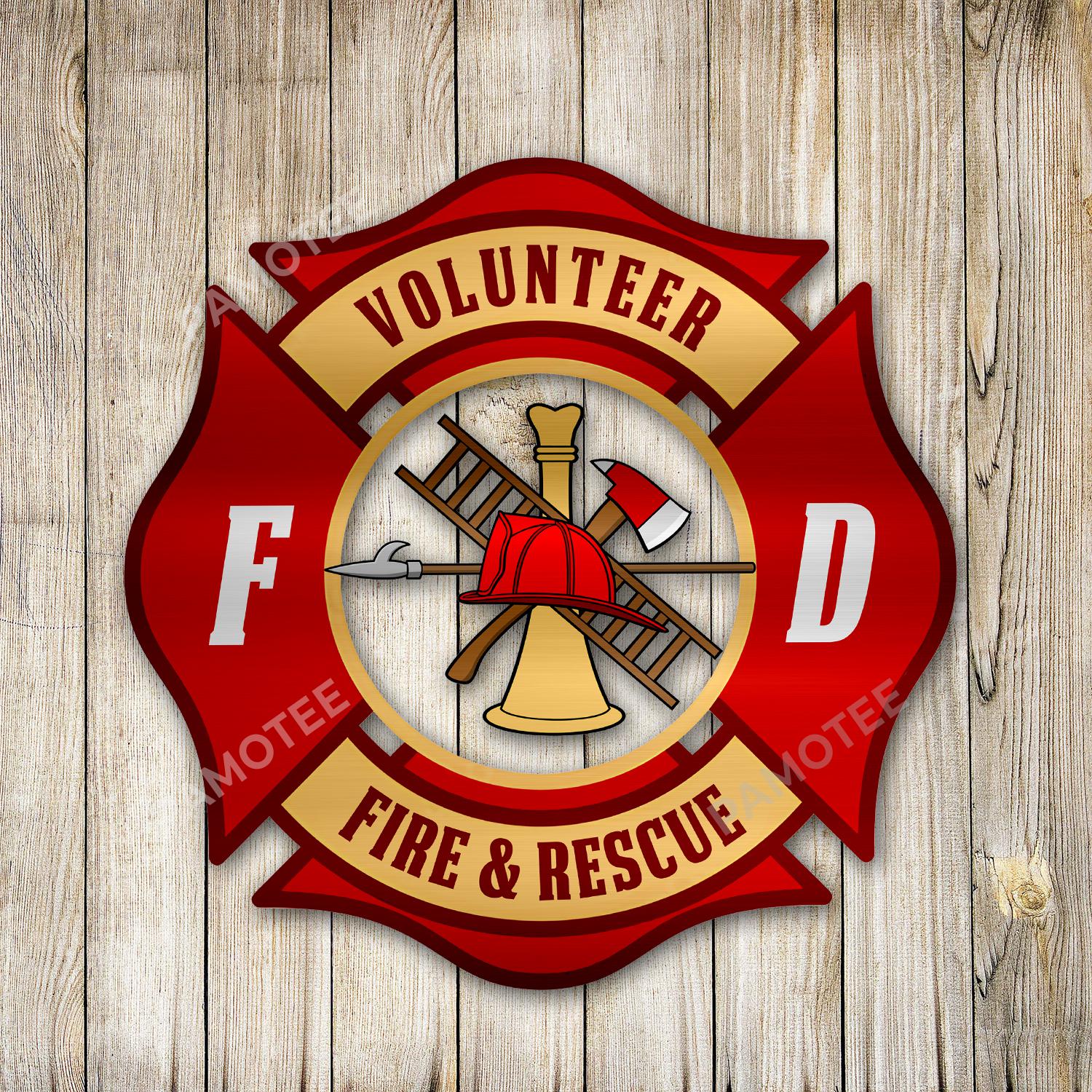 Volunteer Fire And Rescue Metal Sign, Volunteer Firefighter Iron Plaque