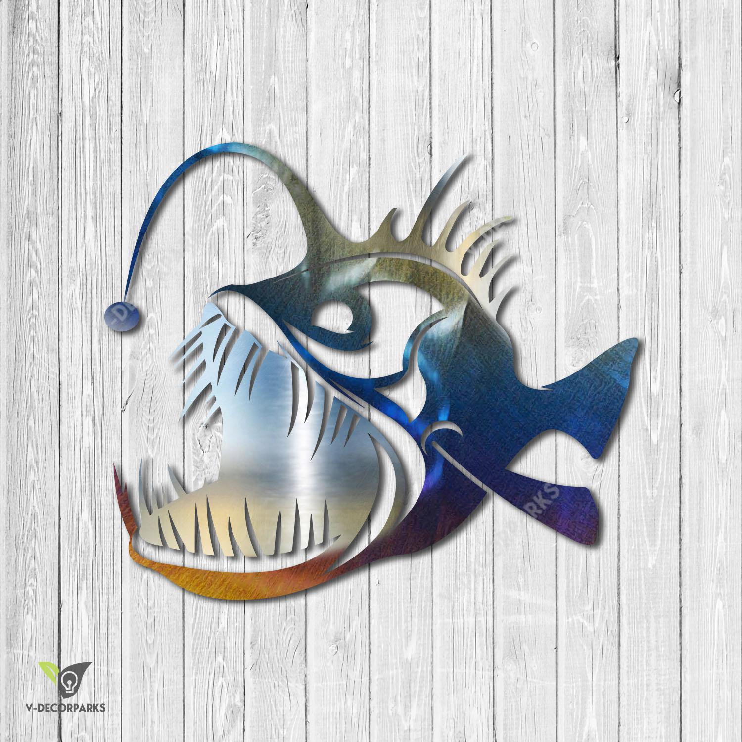 Angler Fish Metal Art, Angler Ocean Metallic Artwork
