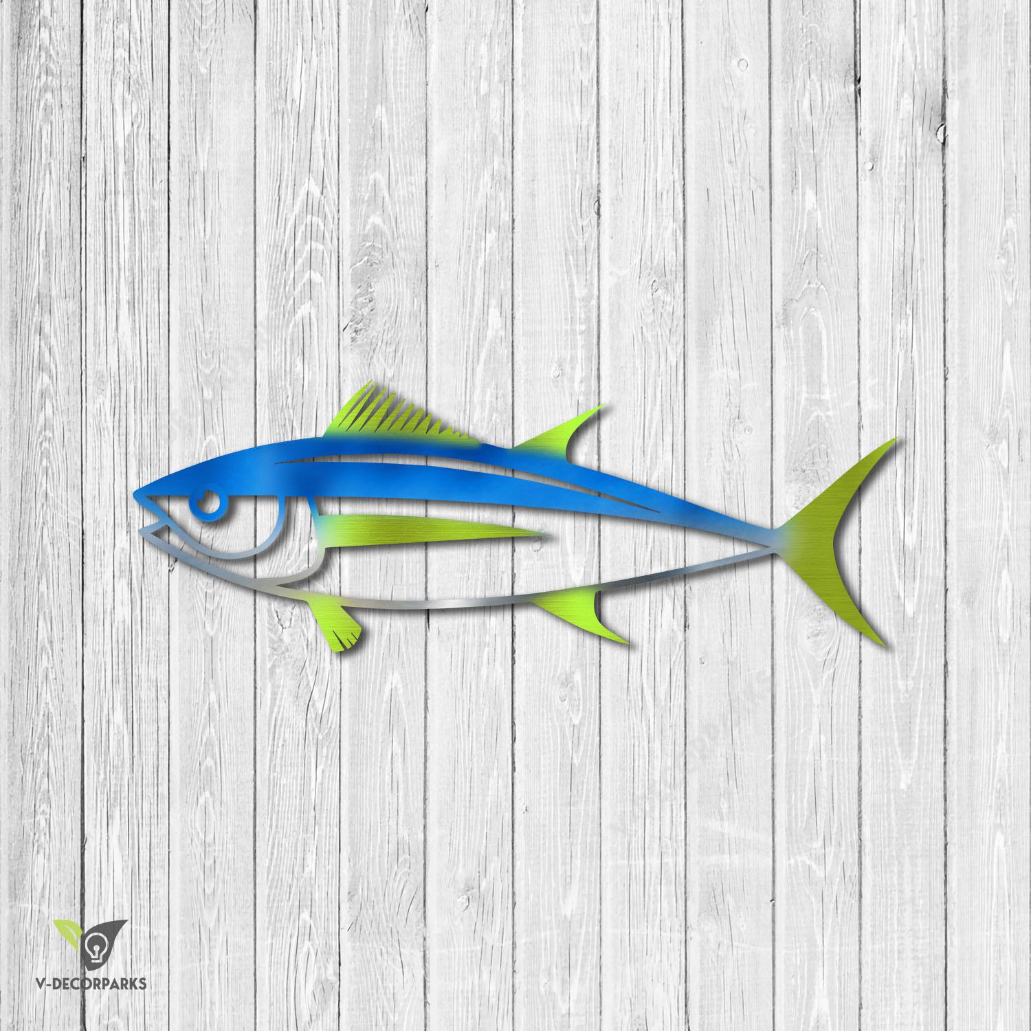 Tuna Fish Color Metal Sign, Tuna Fishing Decorative Wall Hanging