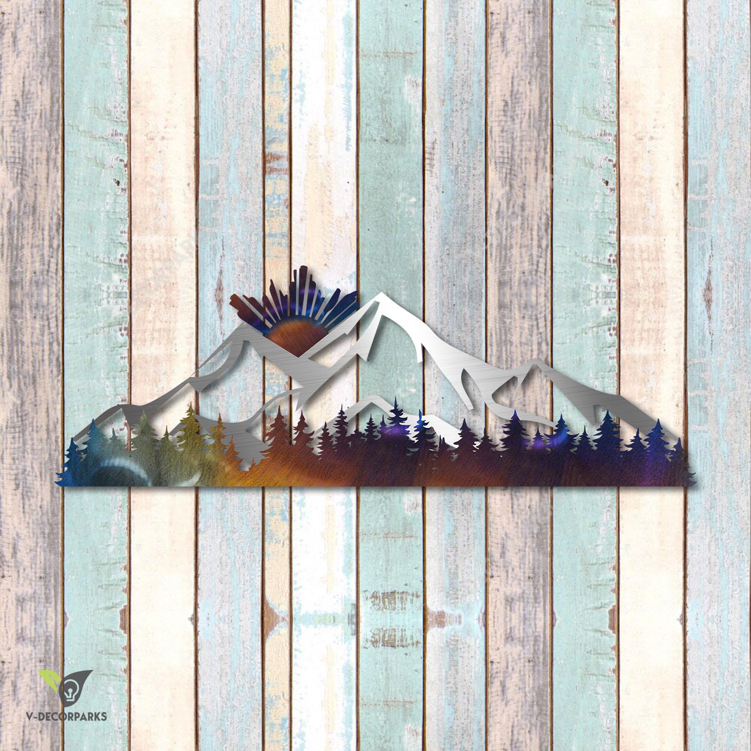 Mountain Heat Coloring Steel Art, Mountain Cut Sign For Man Cave