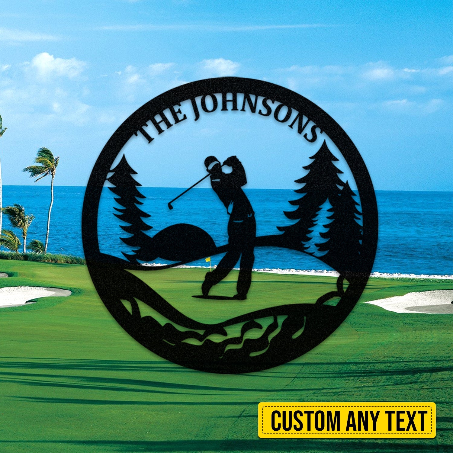 Customized Name Golfer Metal Sign, Golf Man Cave Decor Nalaprint