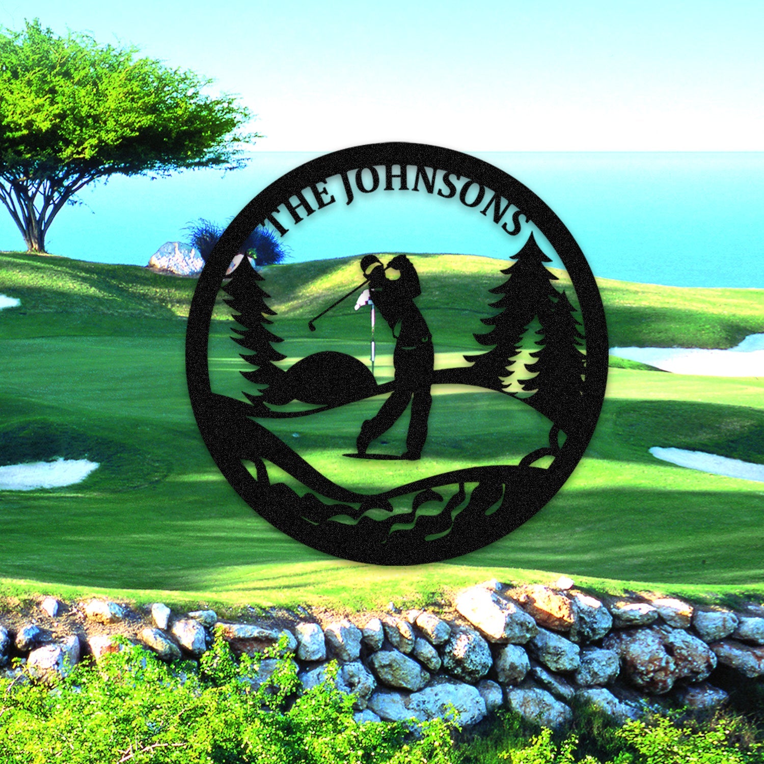 Customized Name Golfer Metal Sign, Golf Man Cave Decor Nalaprint