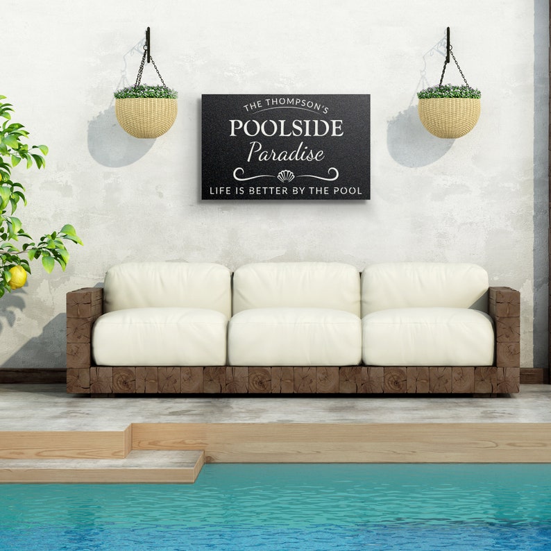 Poolside Paradise, Metal Pool Sign, Swimming Pool Sign, Backyard Sign