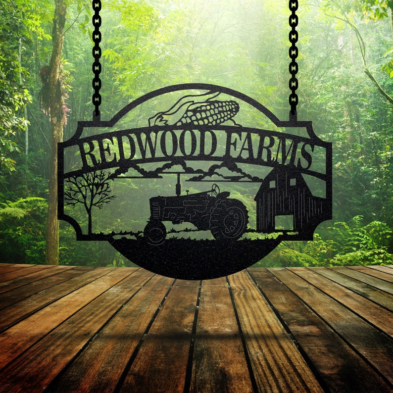 Custom Metal Farm Sign Redwood Farms, Metal Farm Sign Personalized