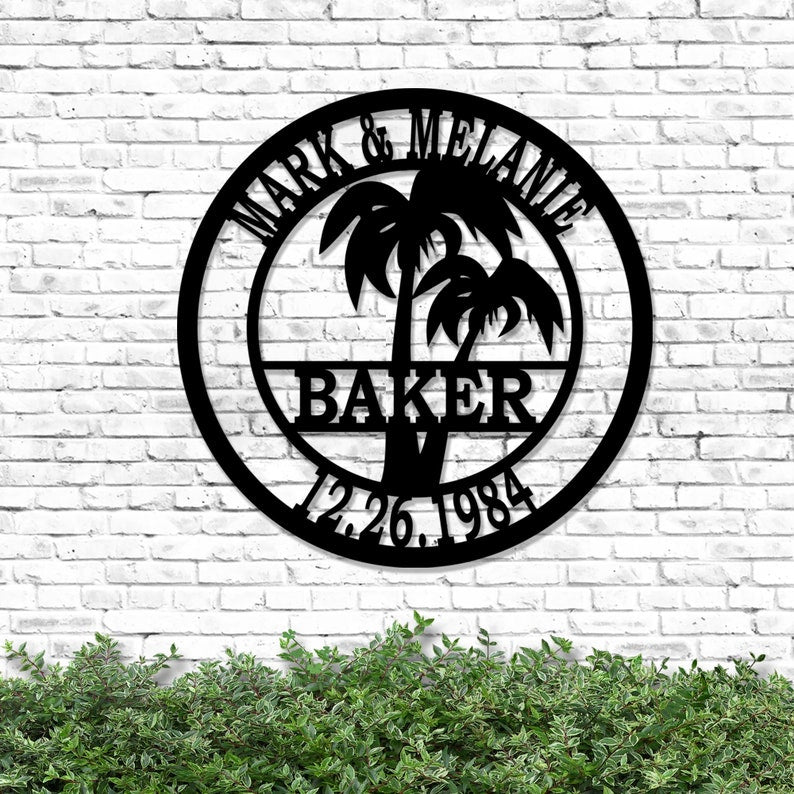 Custom Palm Trees Metal Sign, Sign For Ocean Lovers, Front Door Two