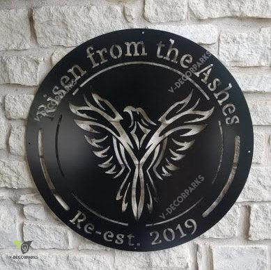 Custom Phoenix Bird Emblem, Personalized, Family Name Sign, Custom Metal Sign, Home Decor, Metal Art, Wall Decor, Entrance Sign, Gate Sign