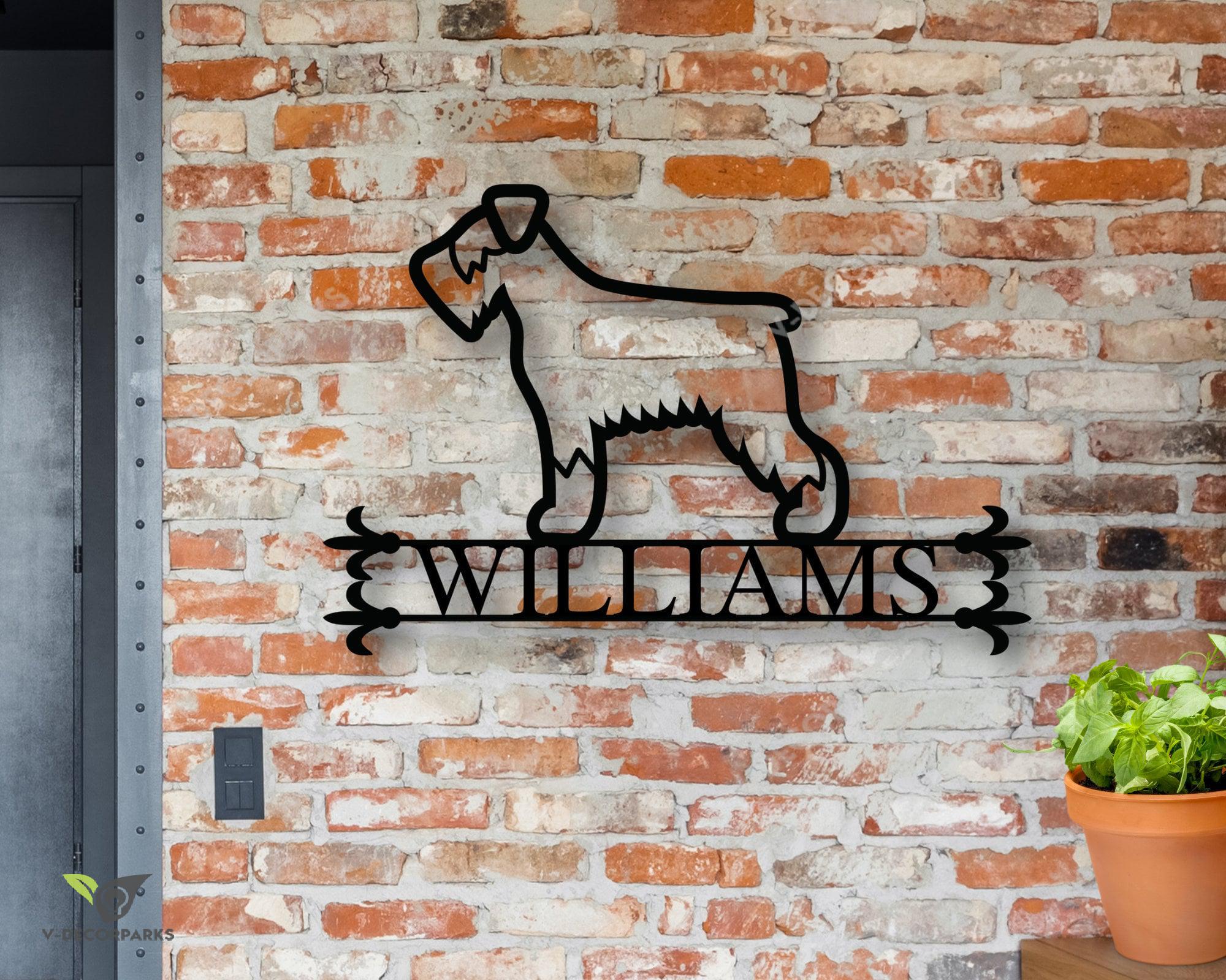 Personalized Metal Family Dog Sign, Metal House Number Dog Sign, Front Porch Sign, Address Sign, Metal Schnauzer Sign, Custom Schnauzer Sign