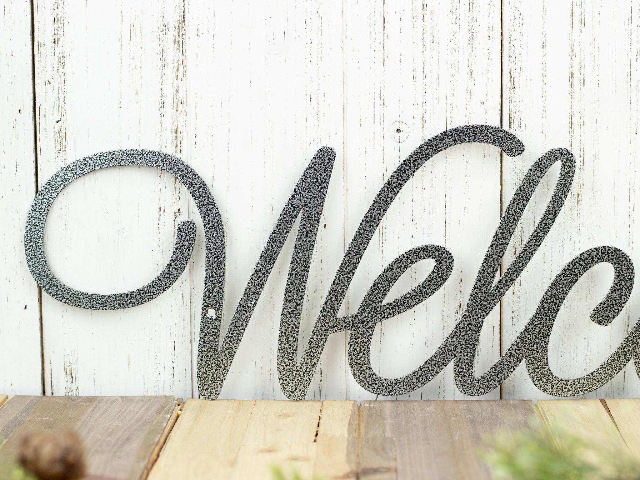 Script Metal Sign Silver, Word Art, Wall Decor, Door Signs