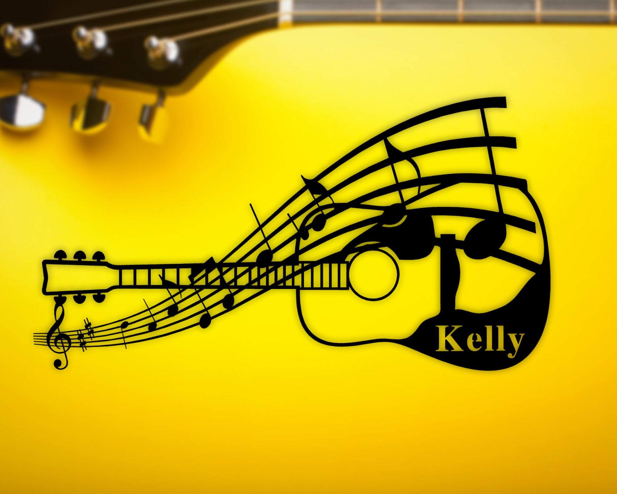 Classical Guitar With Inspired Word Art Solid Steel Home Decor