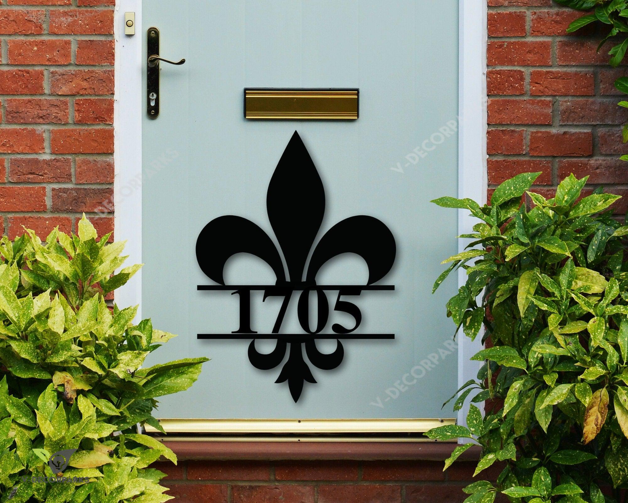 Fleur De Lis House Number Sign, Fleur De Lis Address Plaque, Metal ...