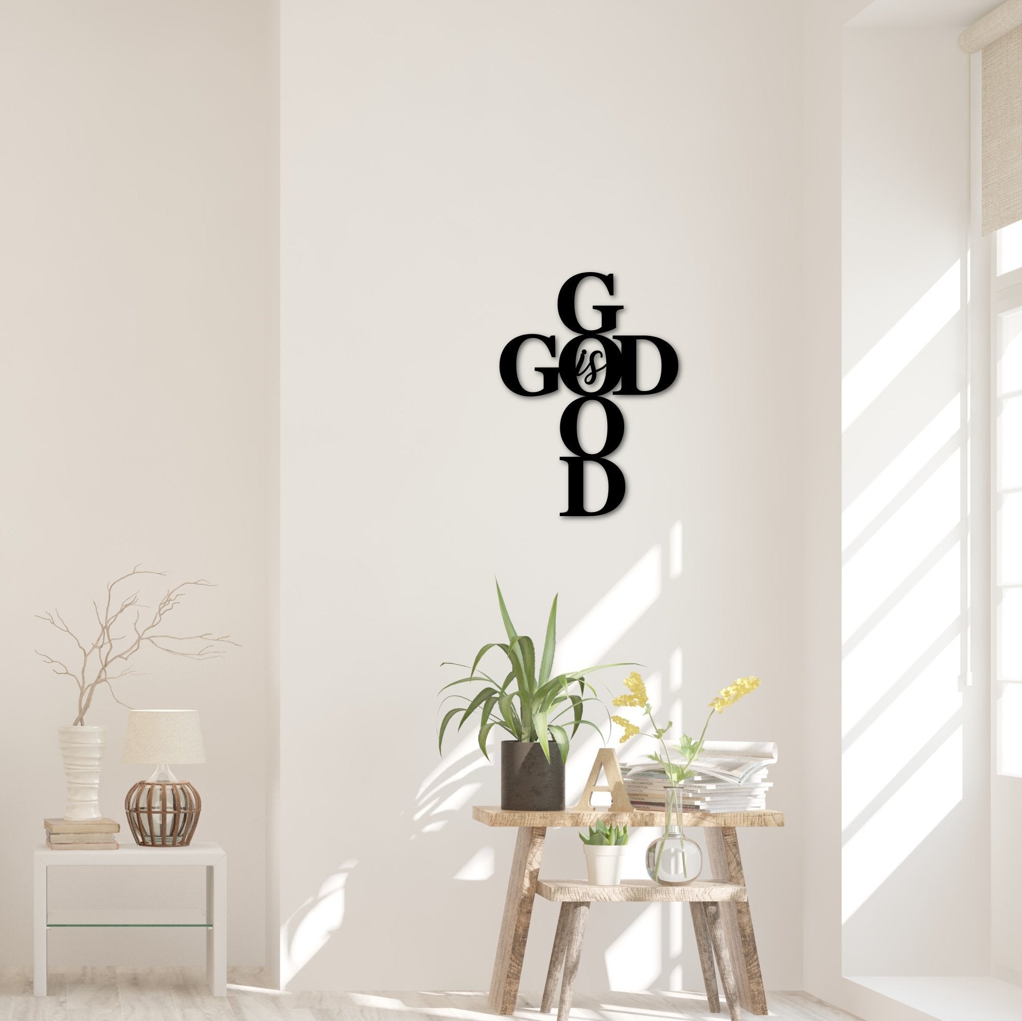 God Is Good Sign, Metal Cross Sign, Religious Wall Art For Christians ...