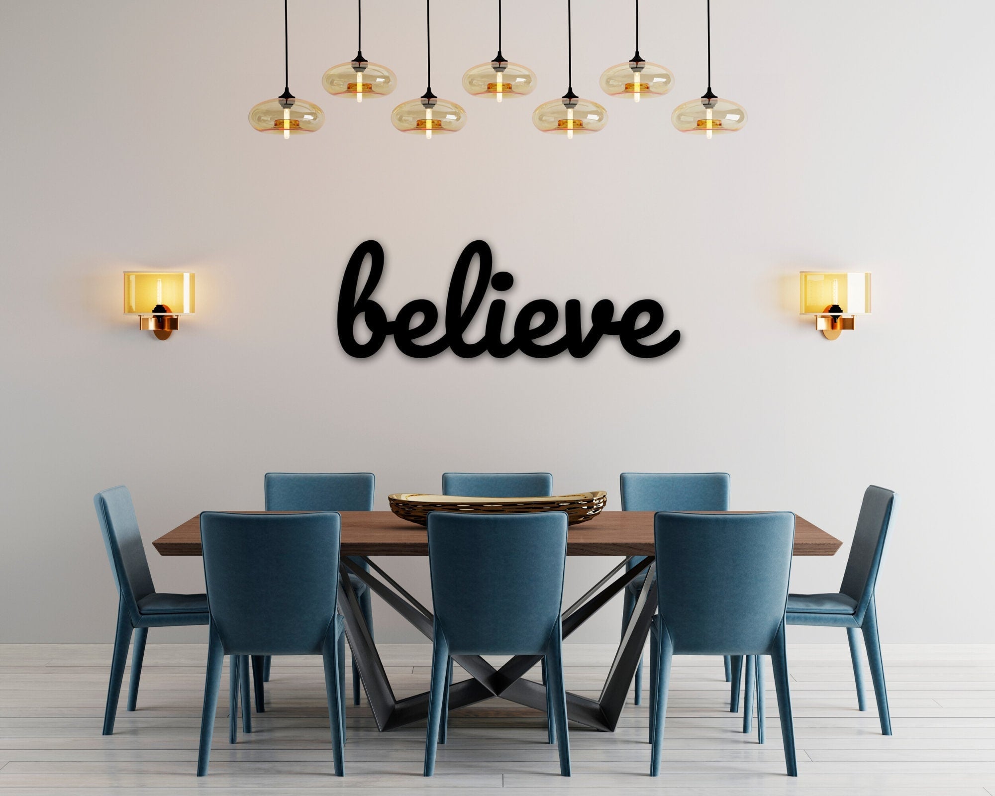 Believe Sign, Believe Metal Word, Inspirational Wall Art, Metal Cursive