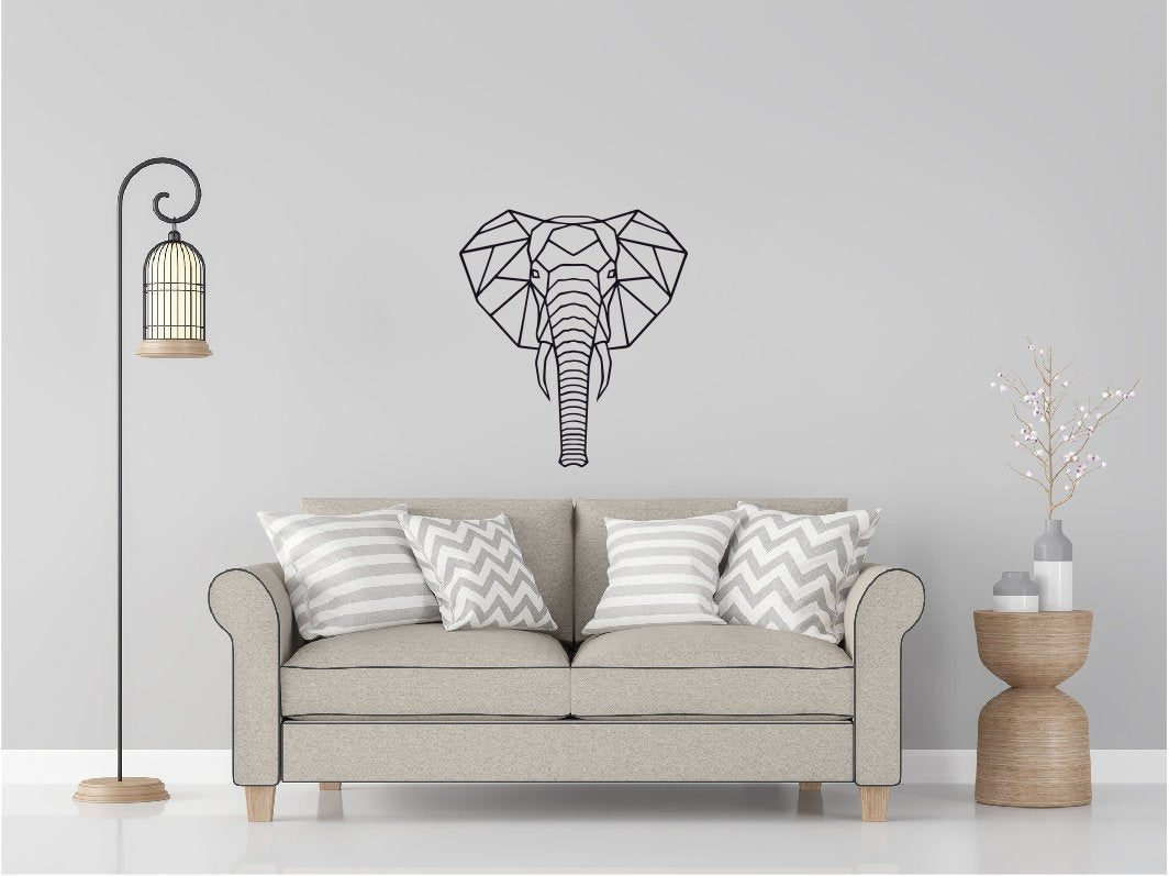 Elephant Geometric Metal Wall Art, Elephant Wall Decor, Metal Wall ...