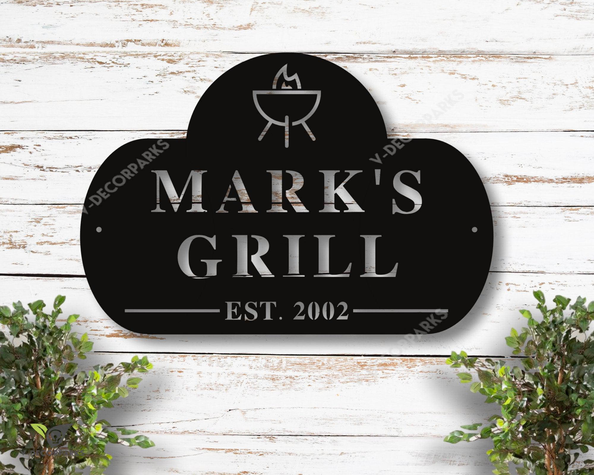 Personalized Grill Sign, Custom Bbq Sign, Metal Bbq Sign, Metal Grill Sign, Personalized Bbq Sign, Grill Sign Metal Wall Art, Fathers Day