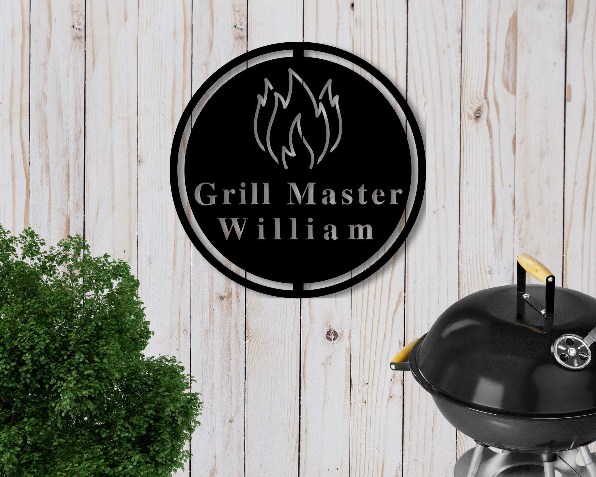 Personalized Metal Bbq Sign, Fire, Outdoor Sign, Bbq Grill Sign