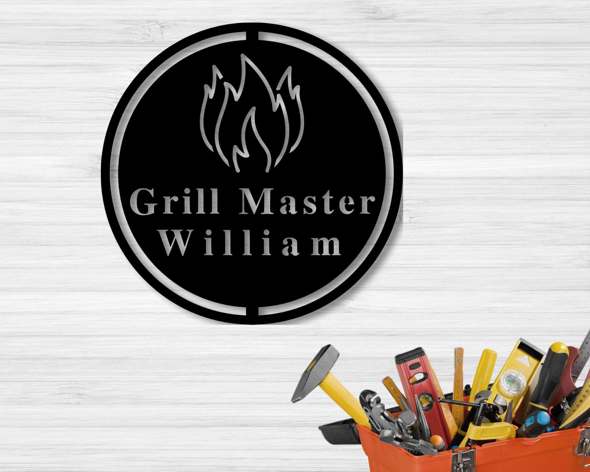 Personalized Metal Bbq Sign, Fire, Outdoor Sign, Bbq Grill Sign