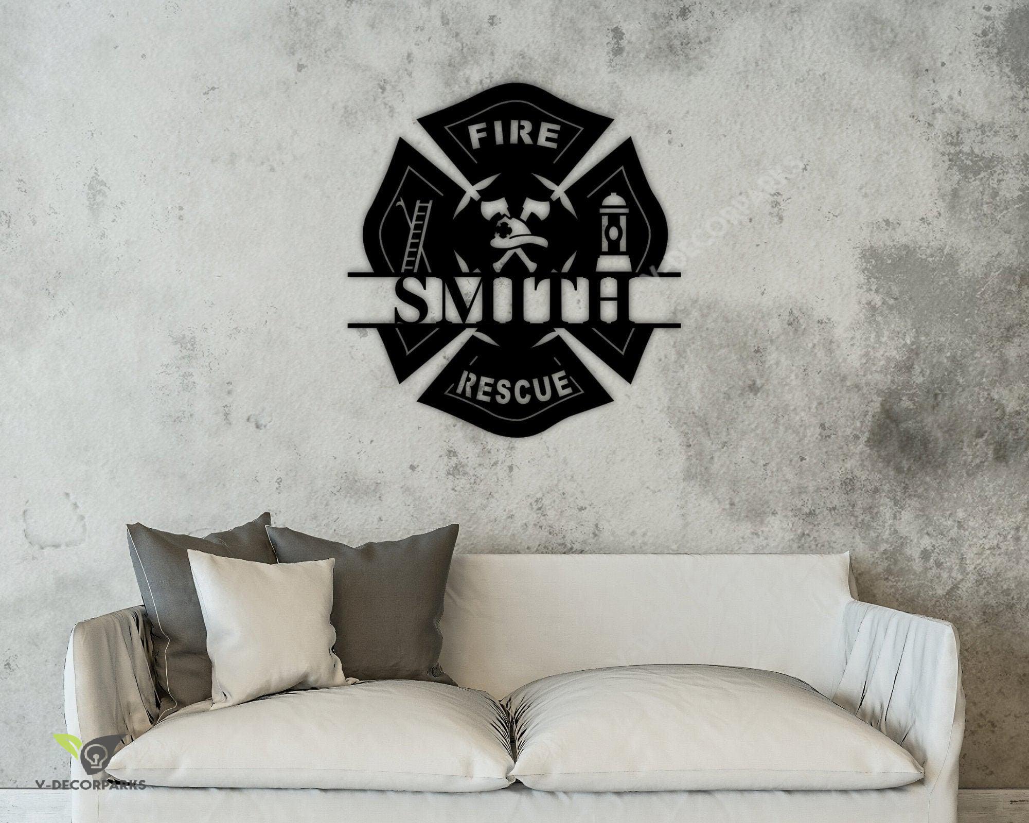 Customized Metal Maltese Cross Wall Art, Firefighter, Personalized Sign, Firefighter Sign, Firefighter Gift, Custom Metal Name Sign