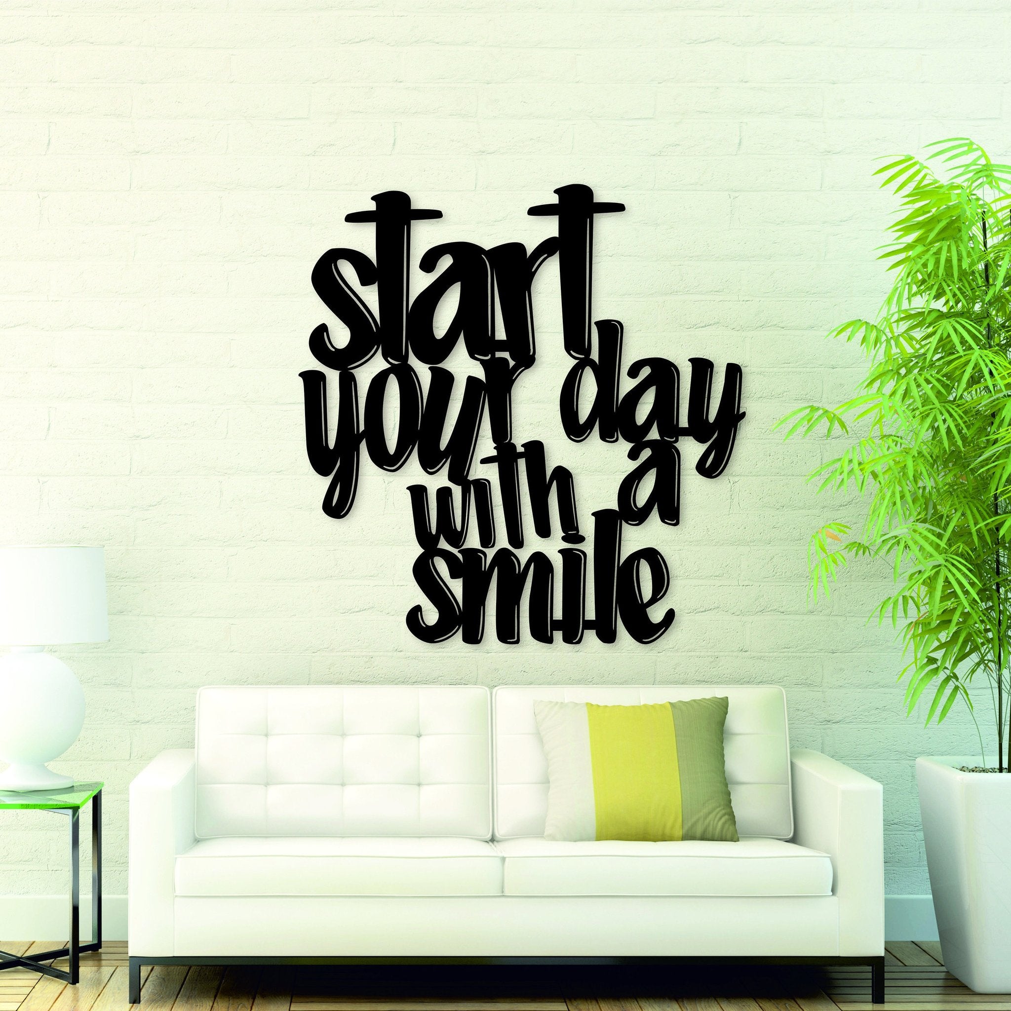 Start Your Day With A Smile Metal Wall Art, Motivational Wall Decor