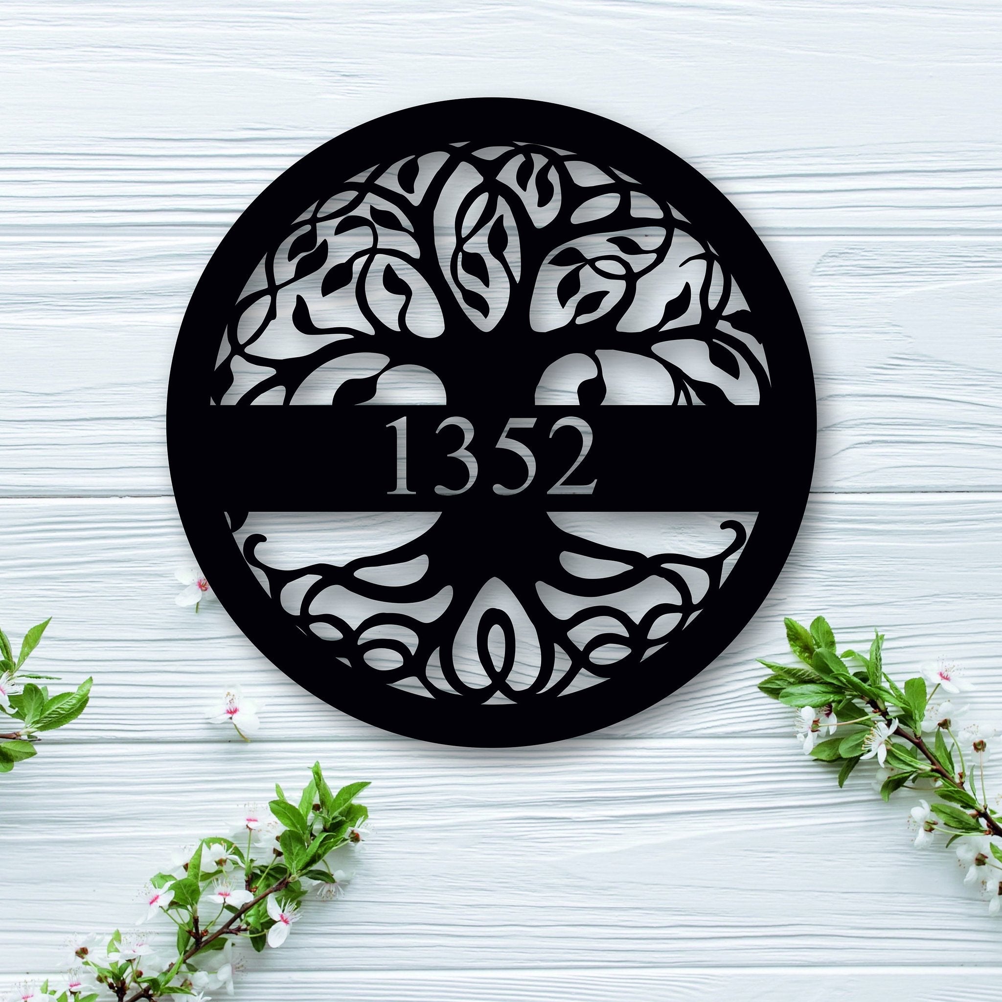 Metal Address Sign For House, Tree Of Life House Number Sign, Address ...