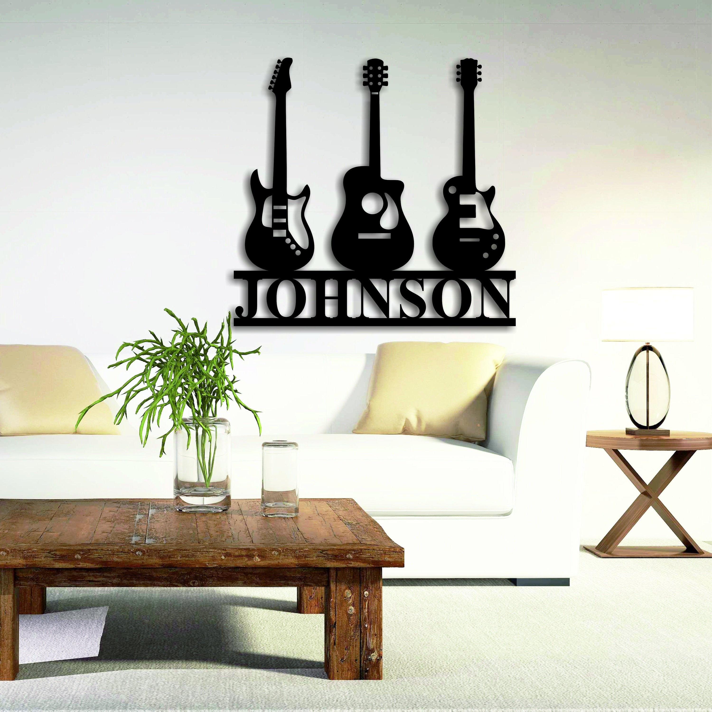 Personalized Metal Guitar Name Sign, Electric Guitar Sign, Acoustic Name Sign, Bass Name Sign