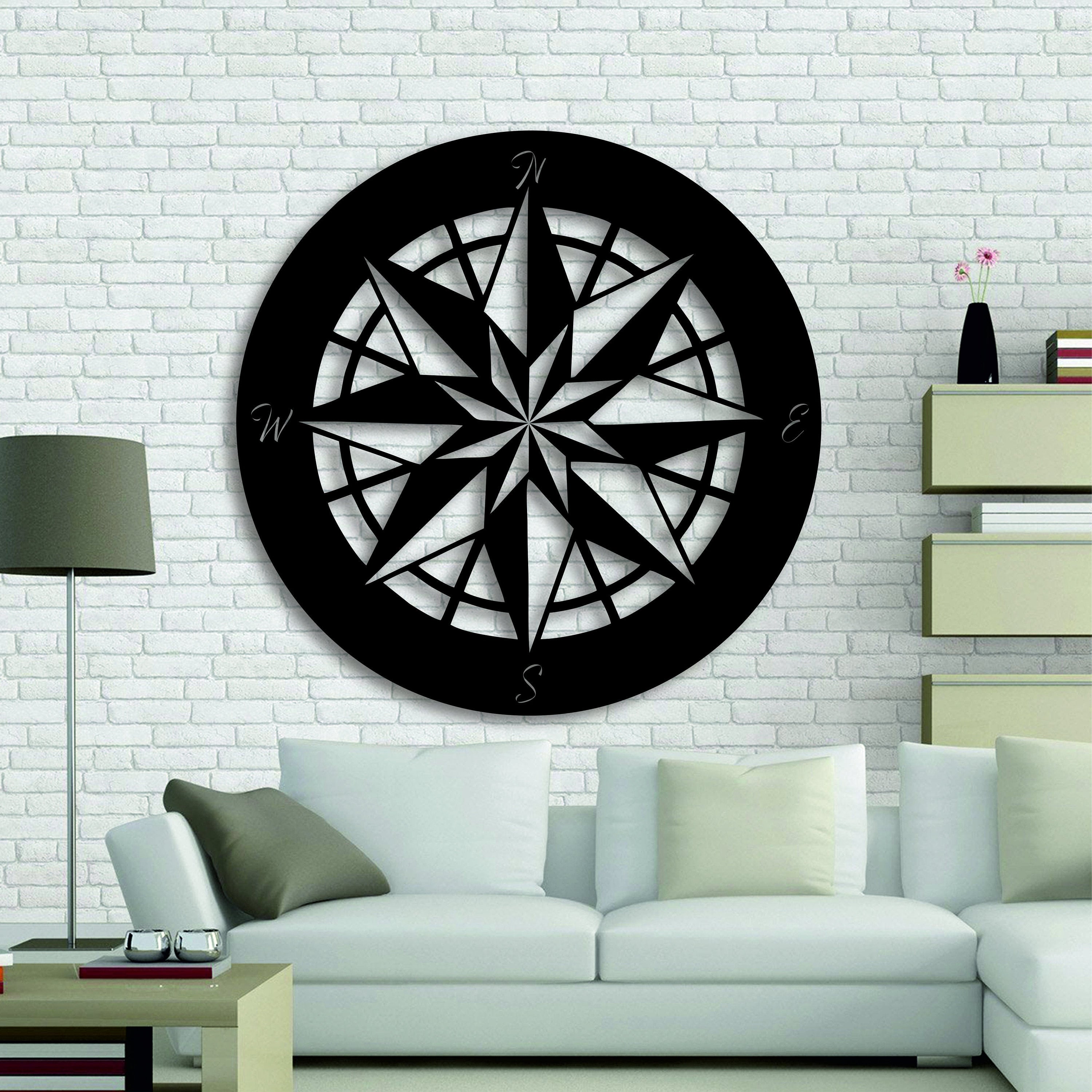 Nautical Compass Rose Metal Wall Decor, Outdoor Metal Art, Metal Wall