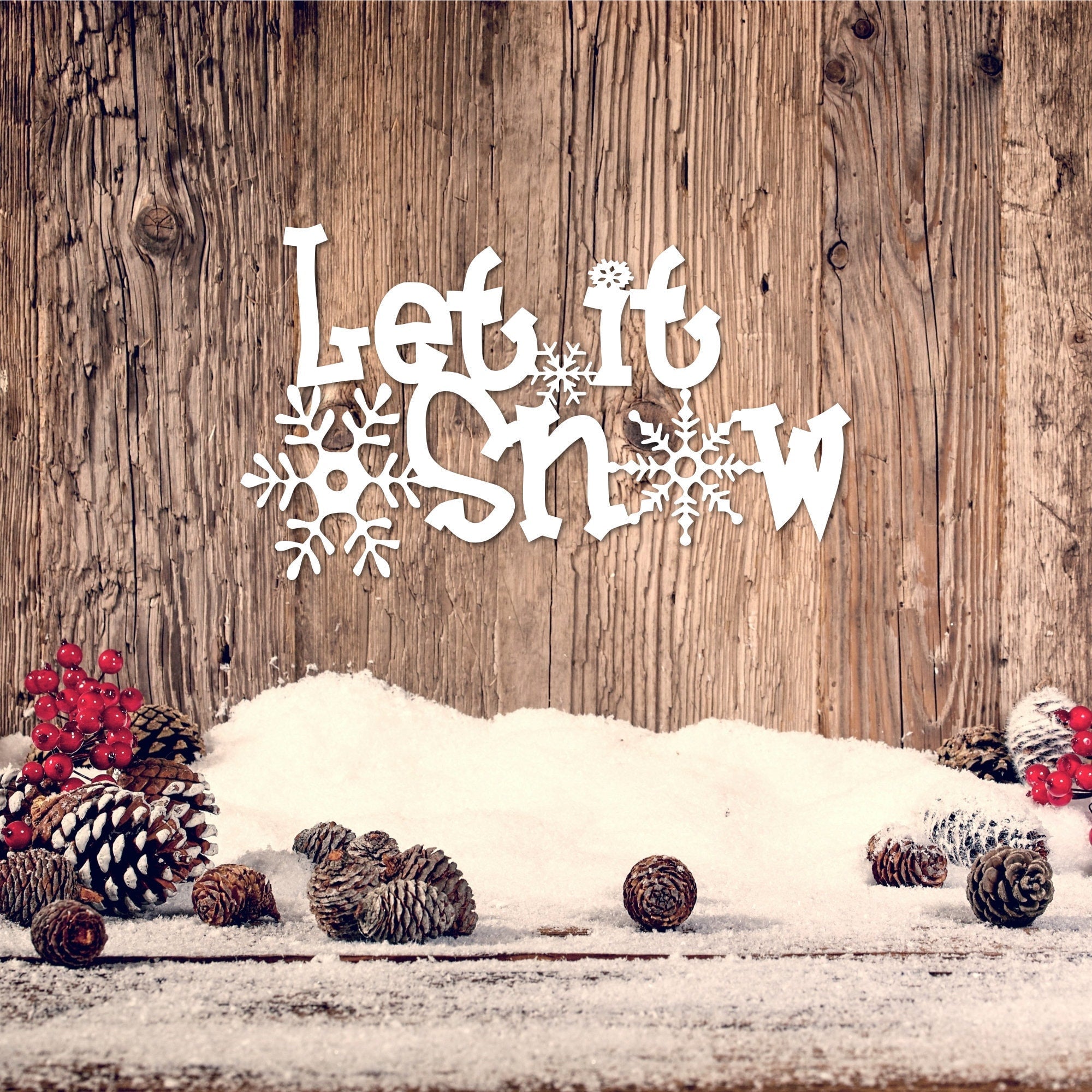 Let It Snow Snowman Wooden Sign – 5.9x5.9 Inch Rustic Winter Decor For Table, Shelf, Or Desk – Holiday Home Decoration & Gift