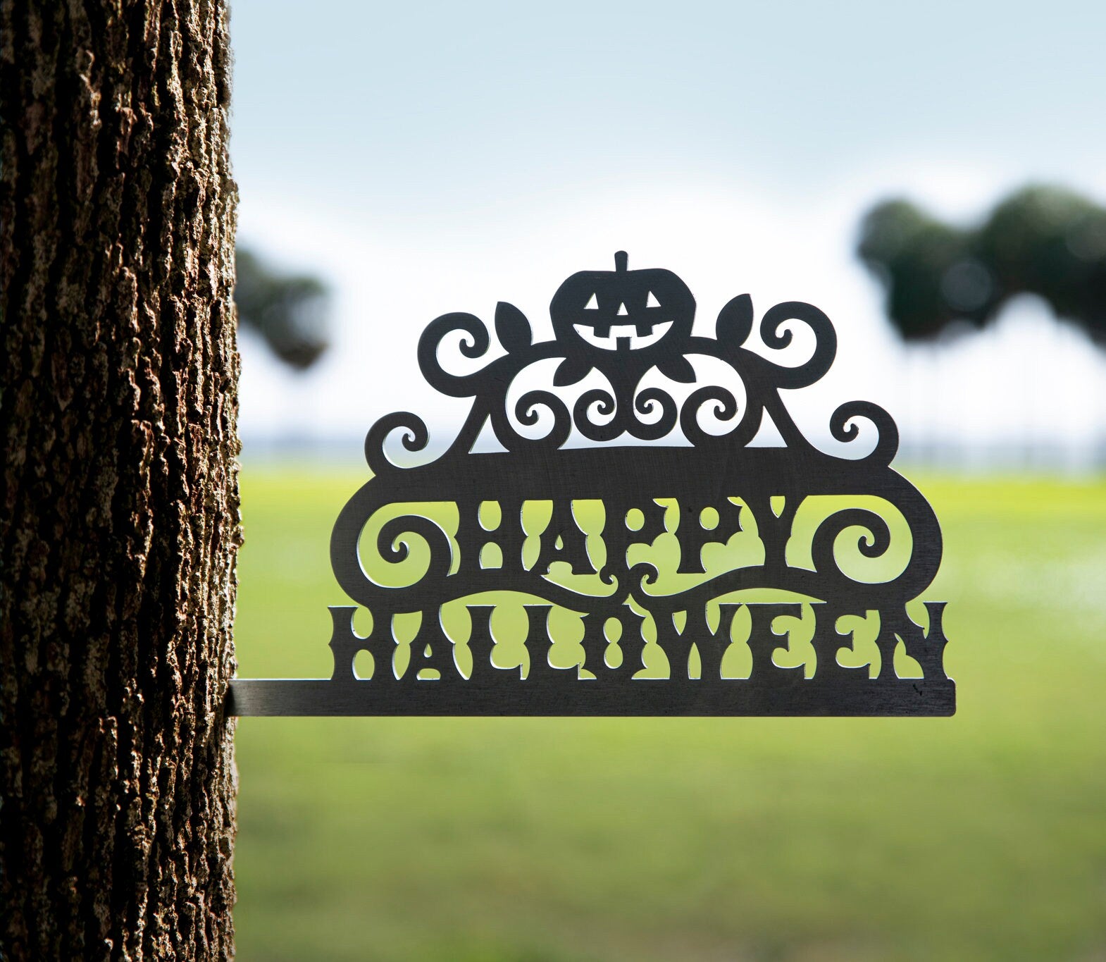 Happy Halloween Metal Silhouette - Jack O Lantern Pumpkin Sign Cutout ...