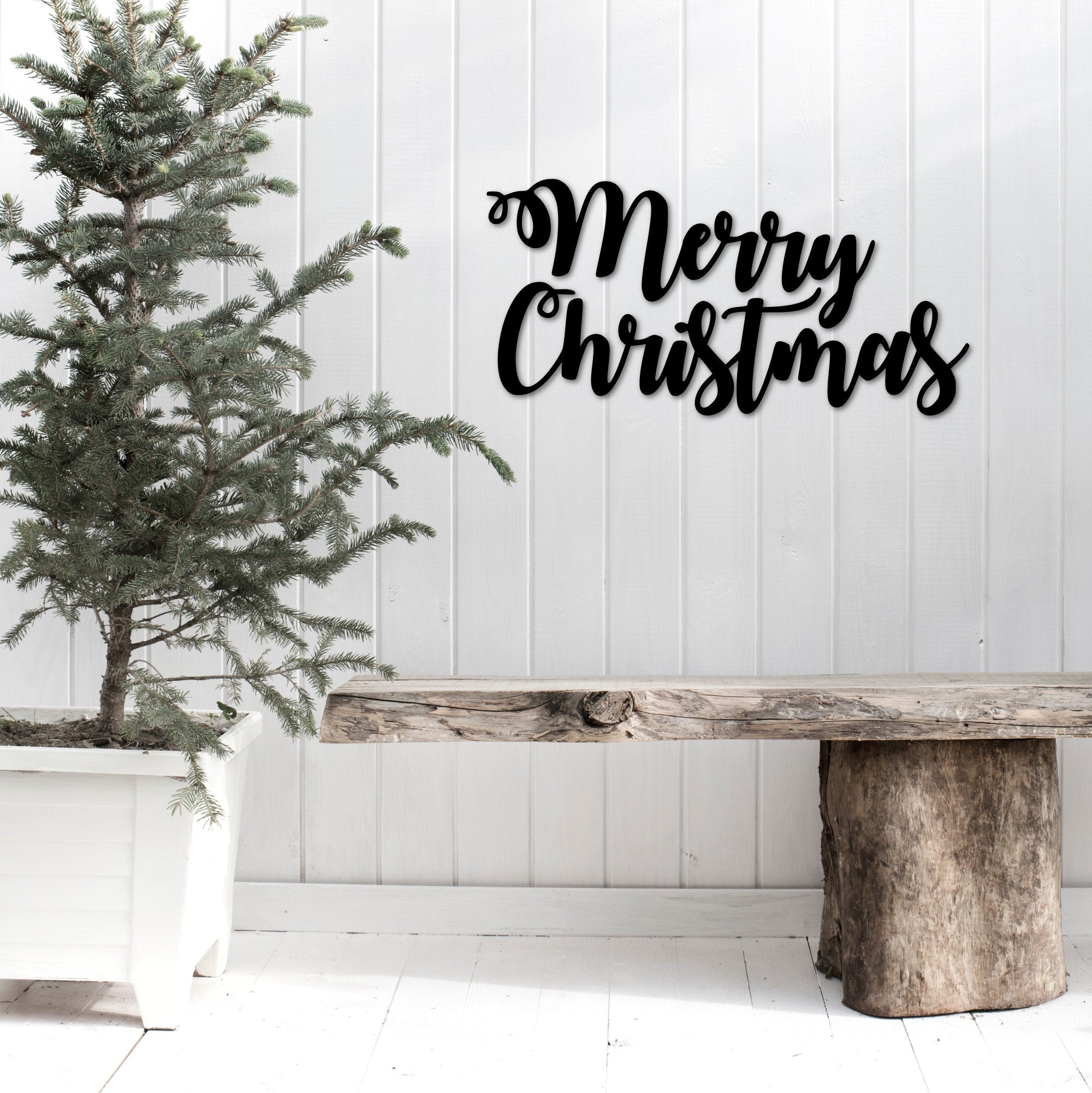 Merry Christmas Metal Sign - Merry Christmas Words Metal Wall Art ...