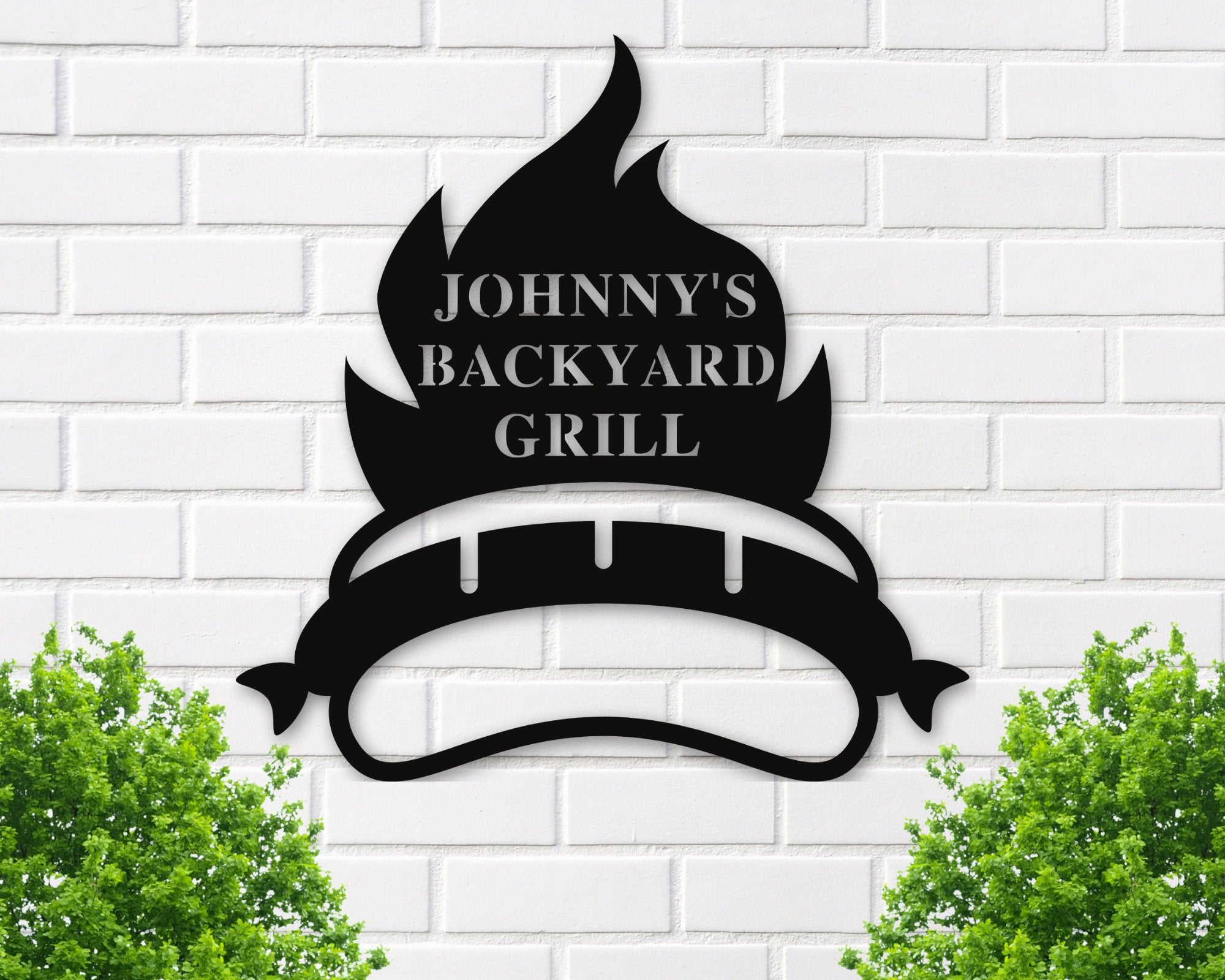 Personalized Metal Bbq Sign, Fire, Outdoor Sign, Bbq Grill Sign