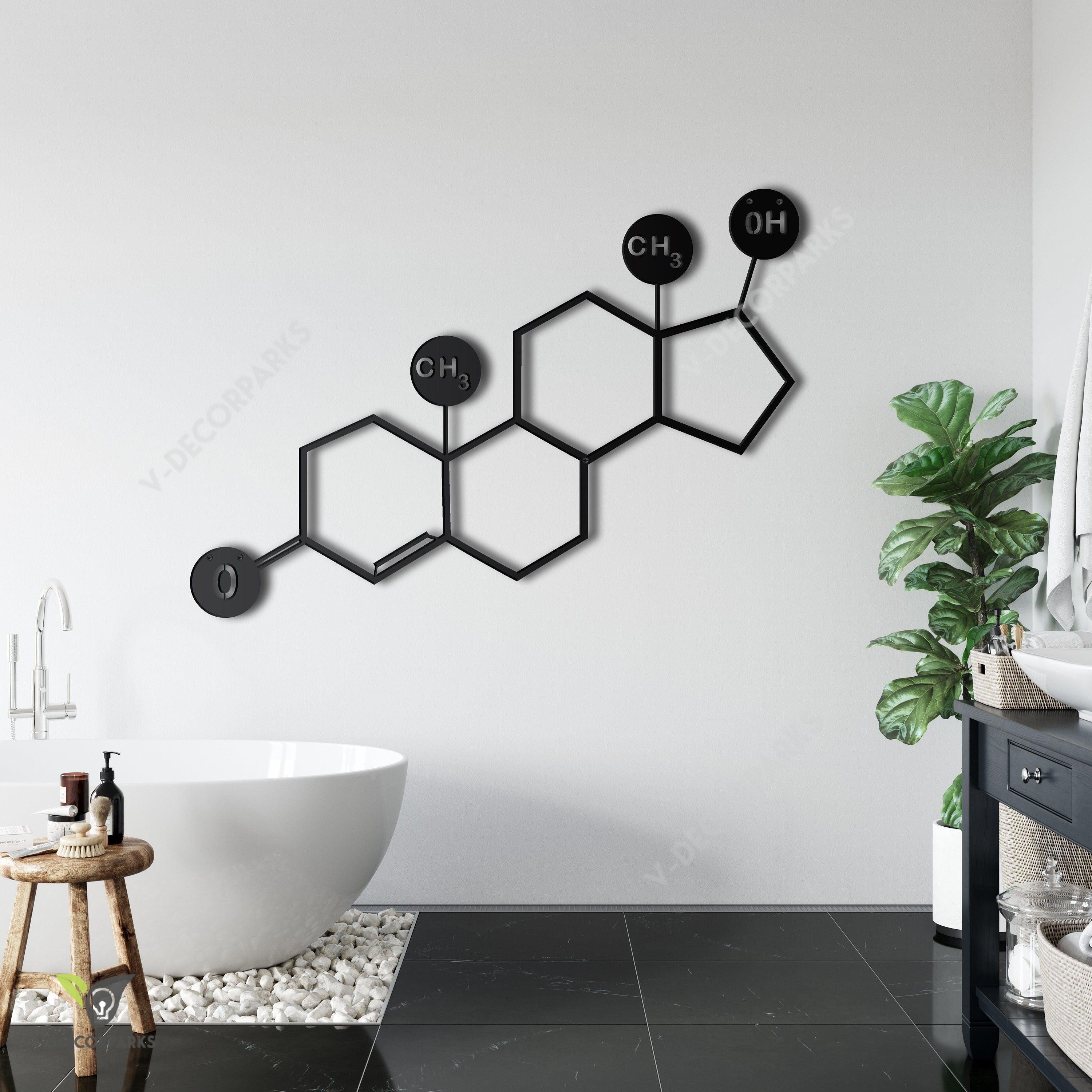 Testosterone Molecule, Metal Wall Art, Metal Wall Decor, Symbol Nerd Art, Science Art, Biology Chemistry Art, Testosterone Symbol