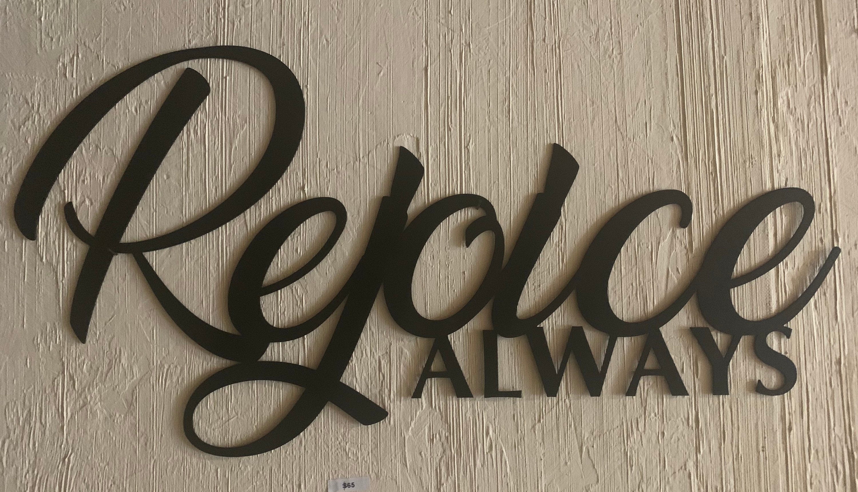 Rejoice Always Metal Wall Words, Metal Wall Art, Metal House Sign ...