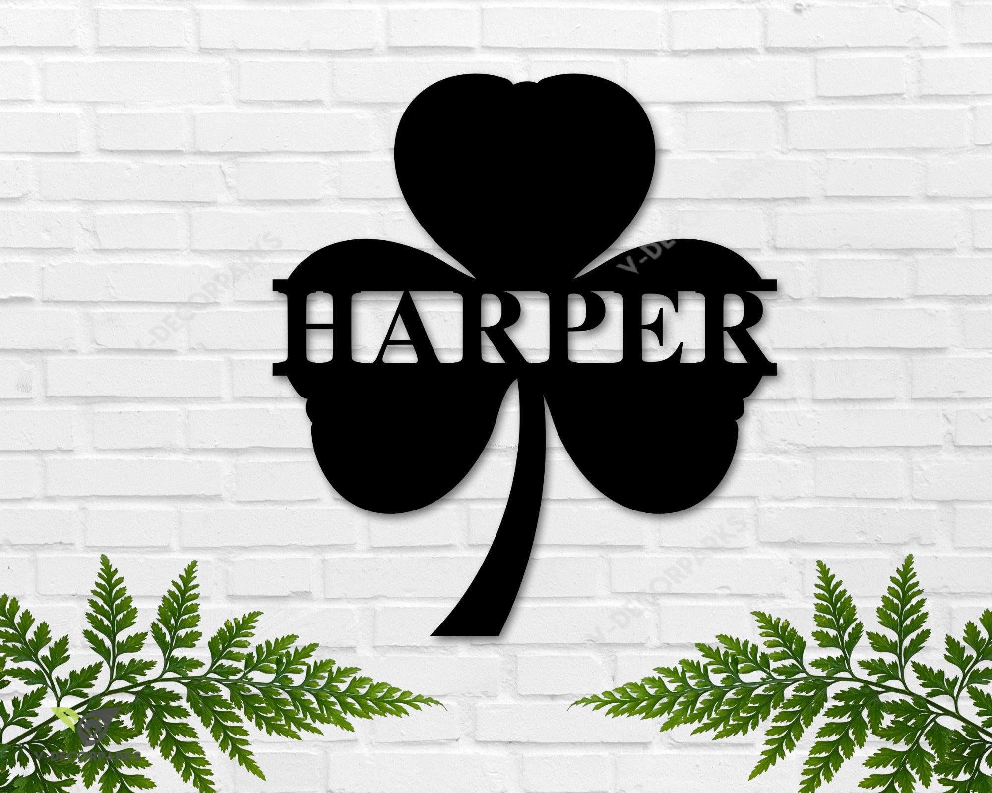 St. Patricks Day Shamrock Monogram Door Wall Hanging Personalized, Metal Sign, Lucky Name Sign, Clover Sign, St Pattys Day Du00e9cor