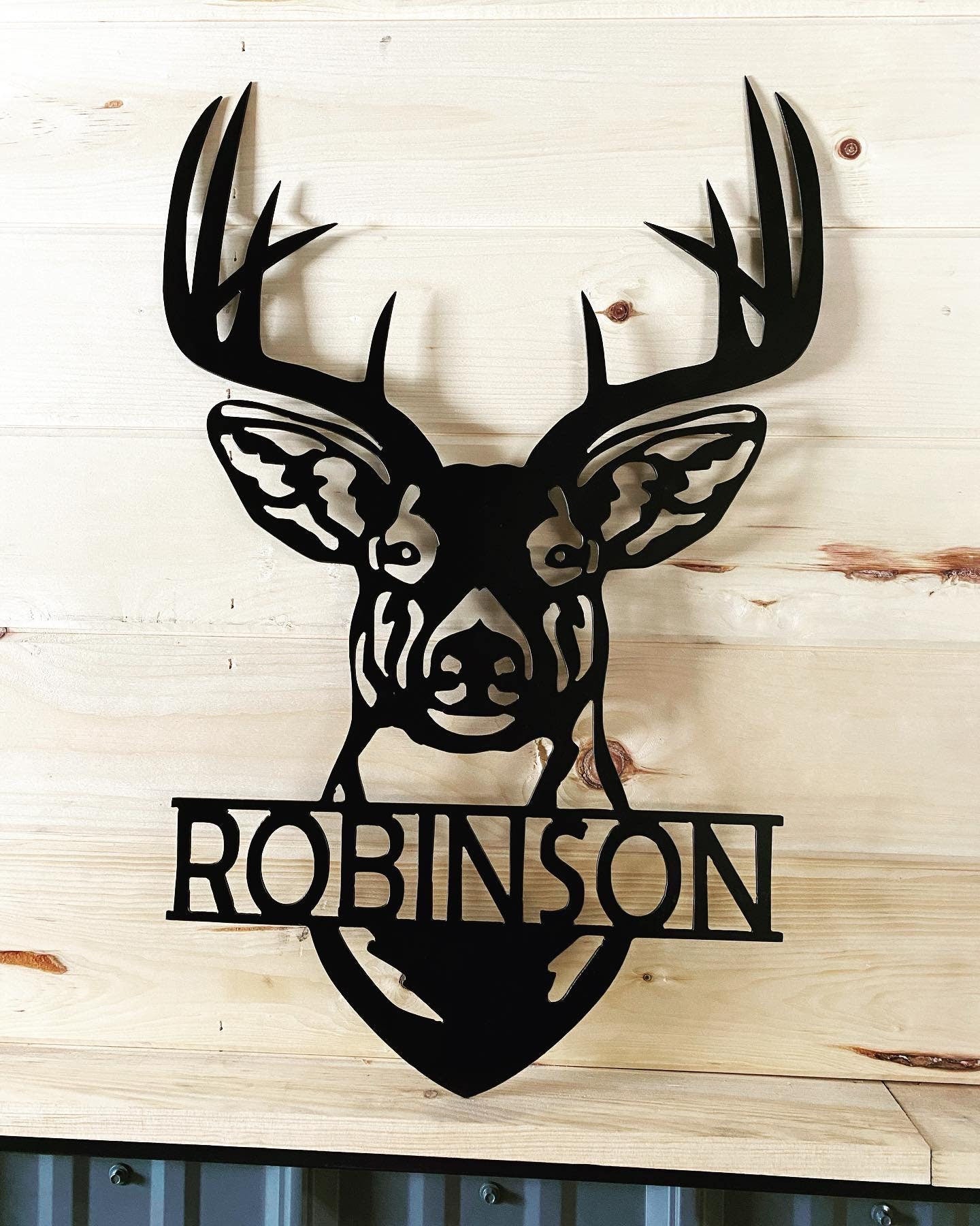 Whitetail Buck Monogram Personalized Metal Deer Last Name Sign 24
