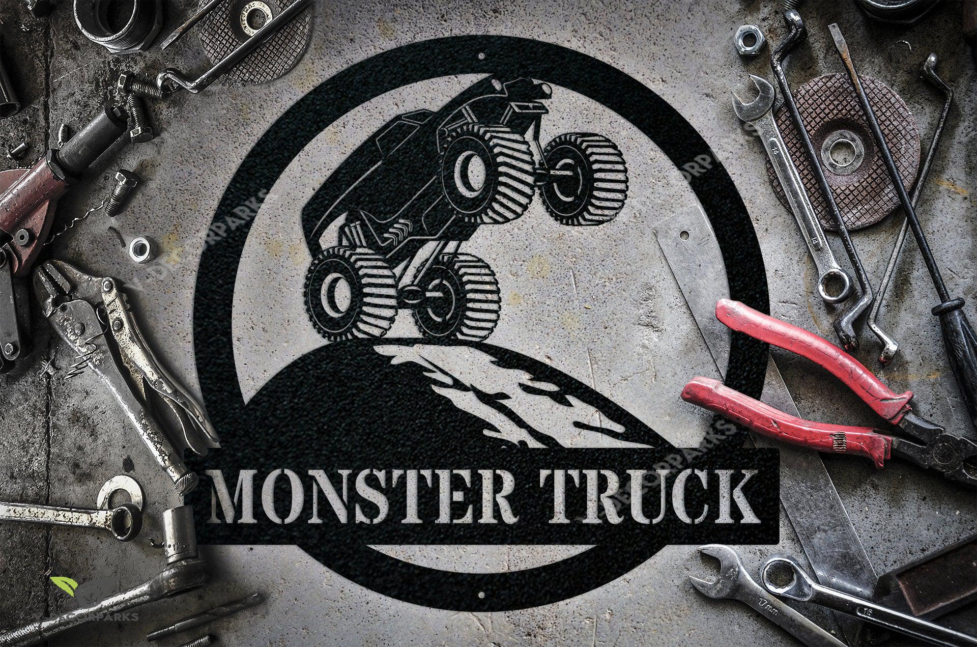 Monster Truck Sign, Metal Monster Truck Name Sign, Monster Truck Wall Art, Kids Name Sign, Custom Metal Sign, Truck Room Sign