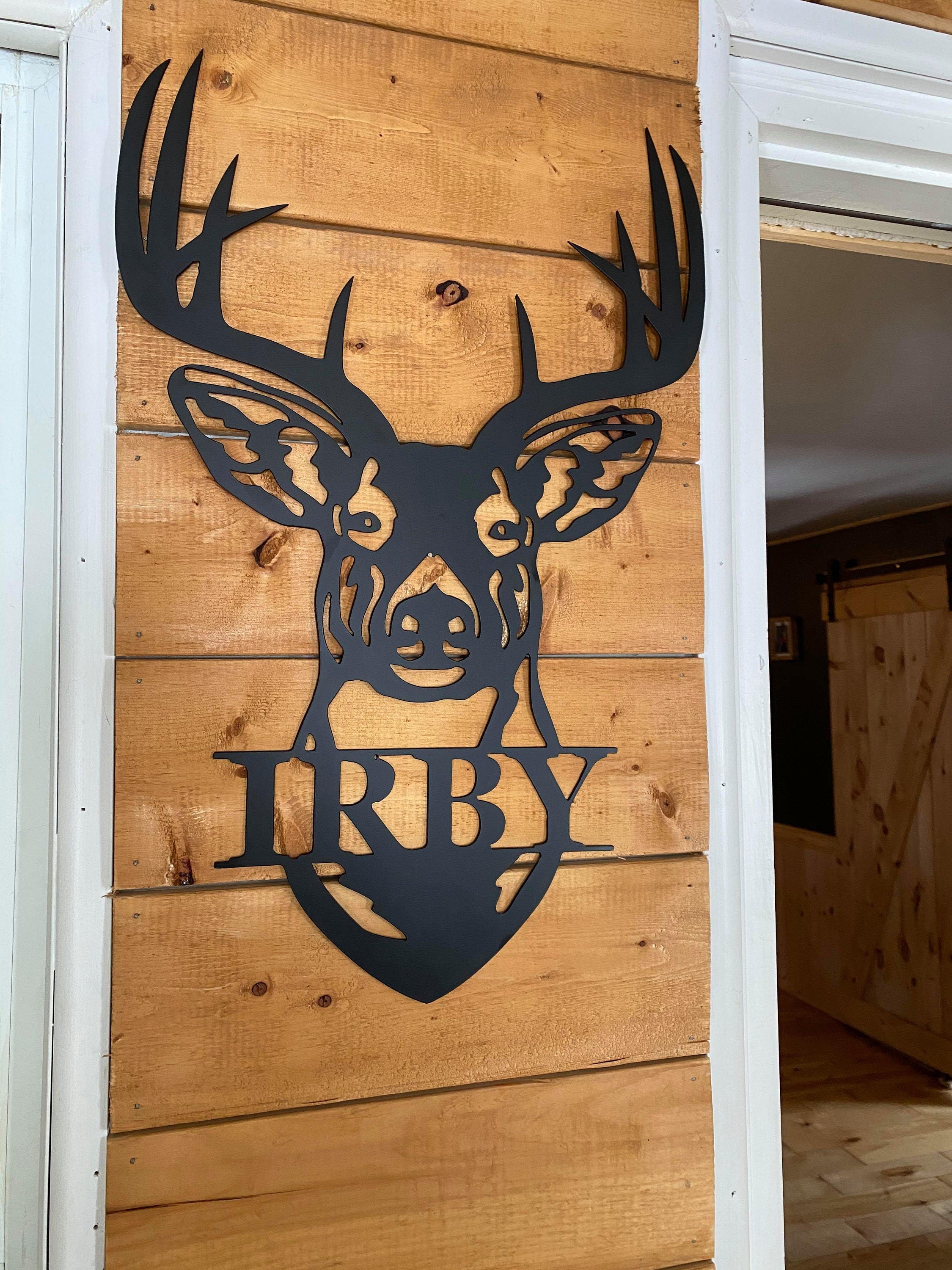 Whitetail Buck Monogram Personalized Metal Deer Last Name Sign 24