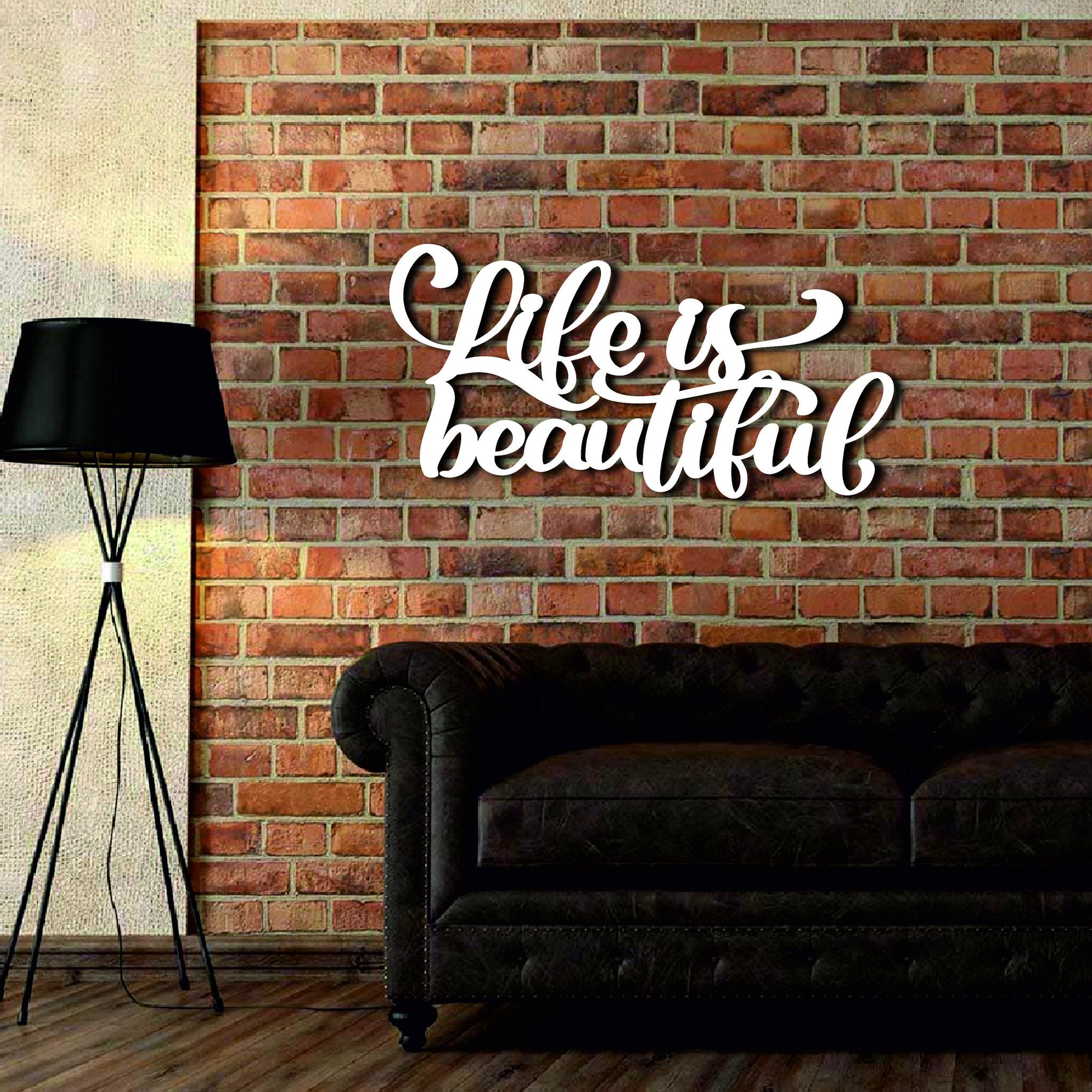 Life Is Beautiful Metal Words Wall Art Home Decor Wall Hanging Metal