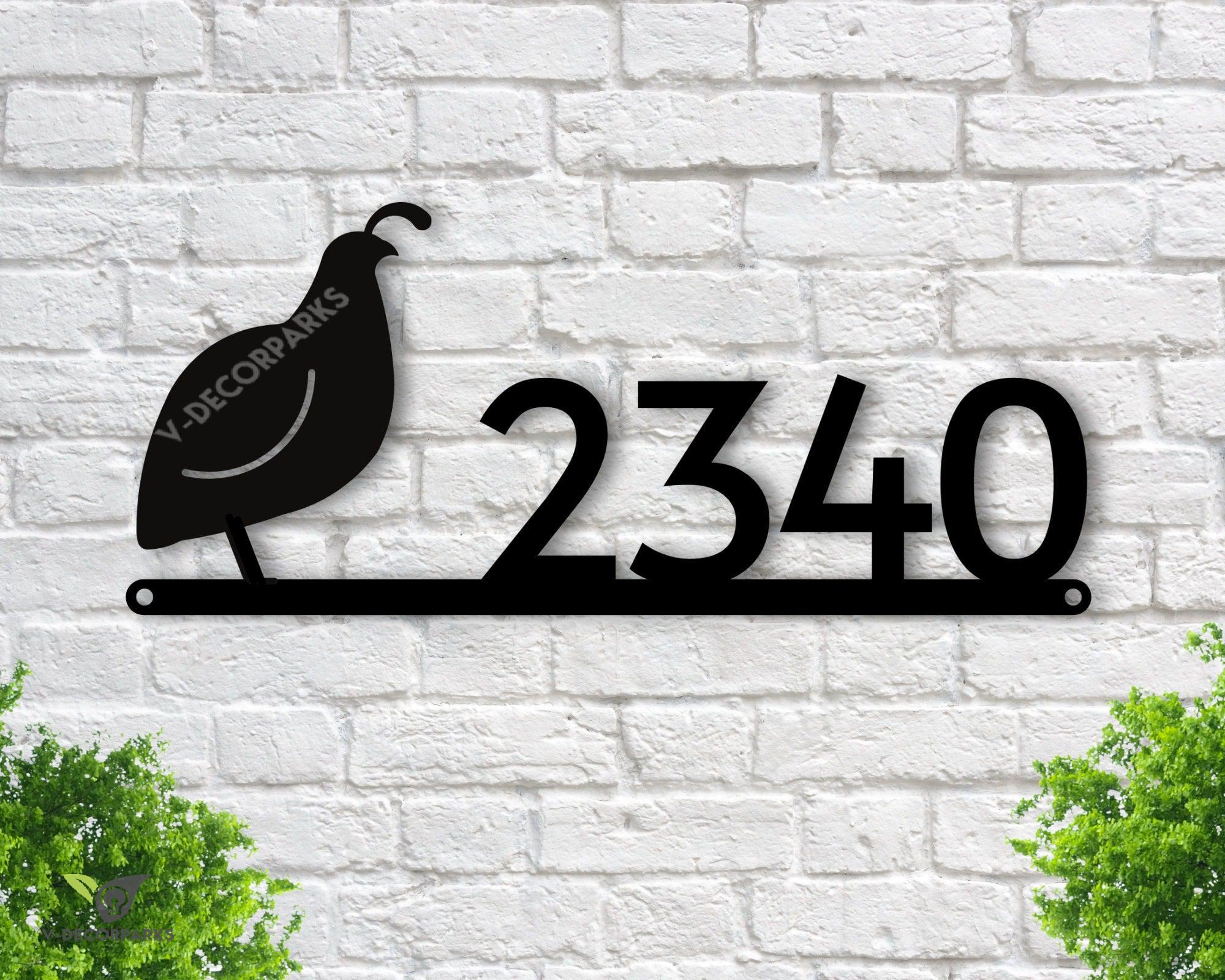 Bird Sign, Bird Address Sign, Quail Sign, Metal Address Sign, House Number Plaque, Custom Metal