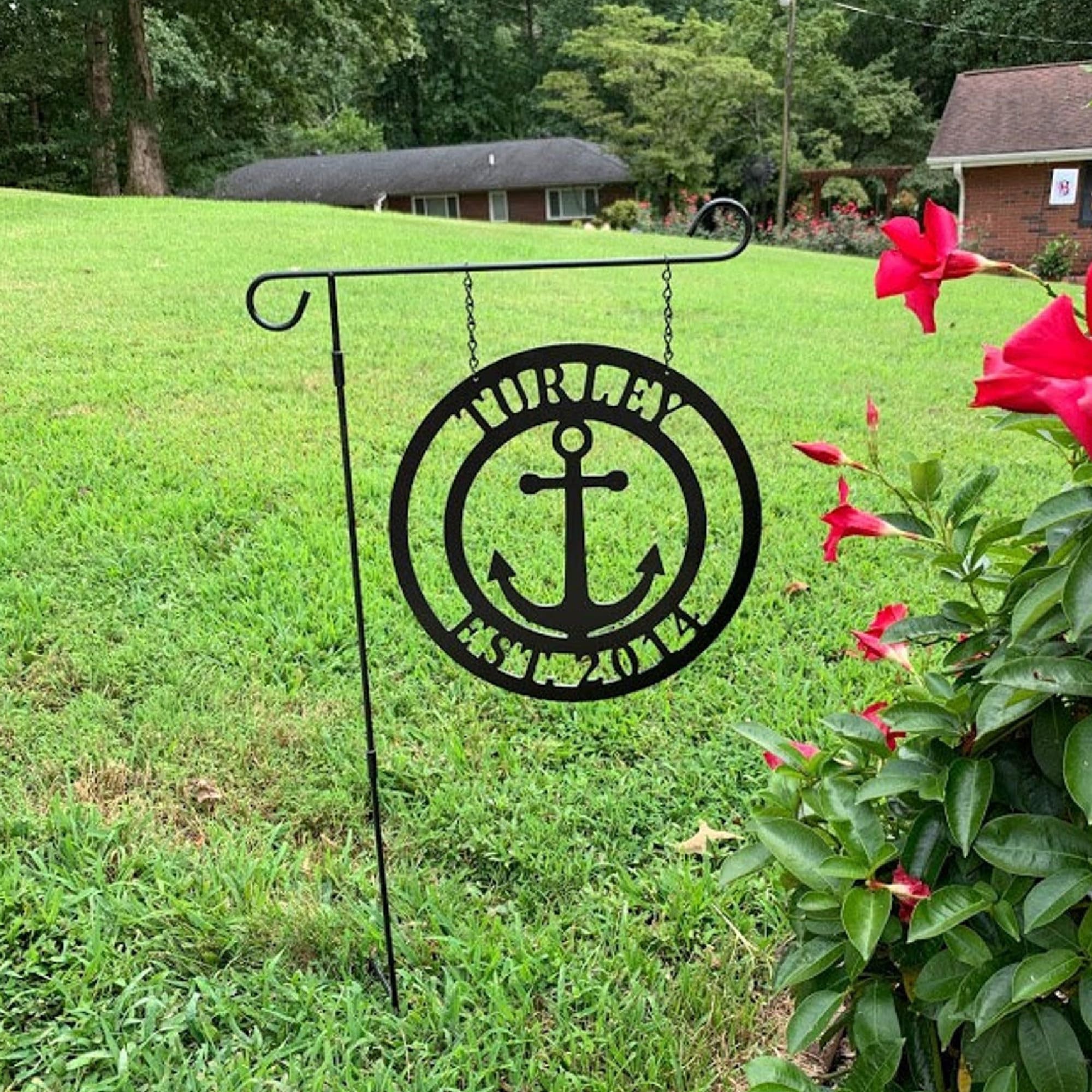 Anchor Nautical Decor Personalized Yard Family Name Yard Sign
