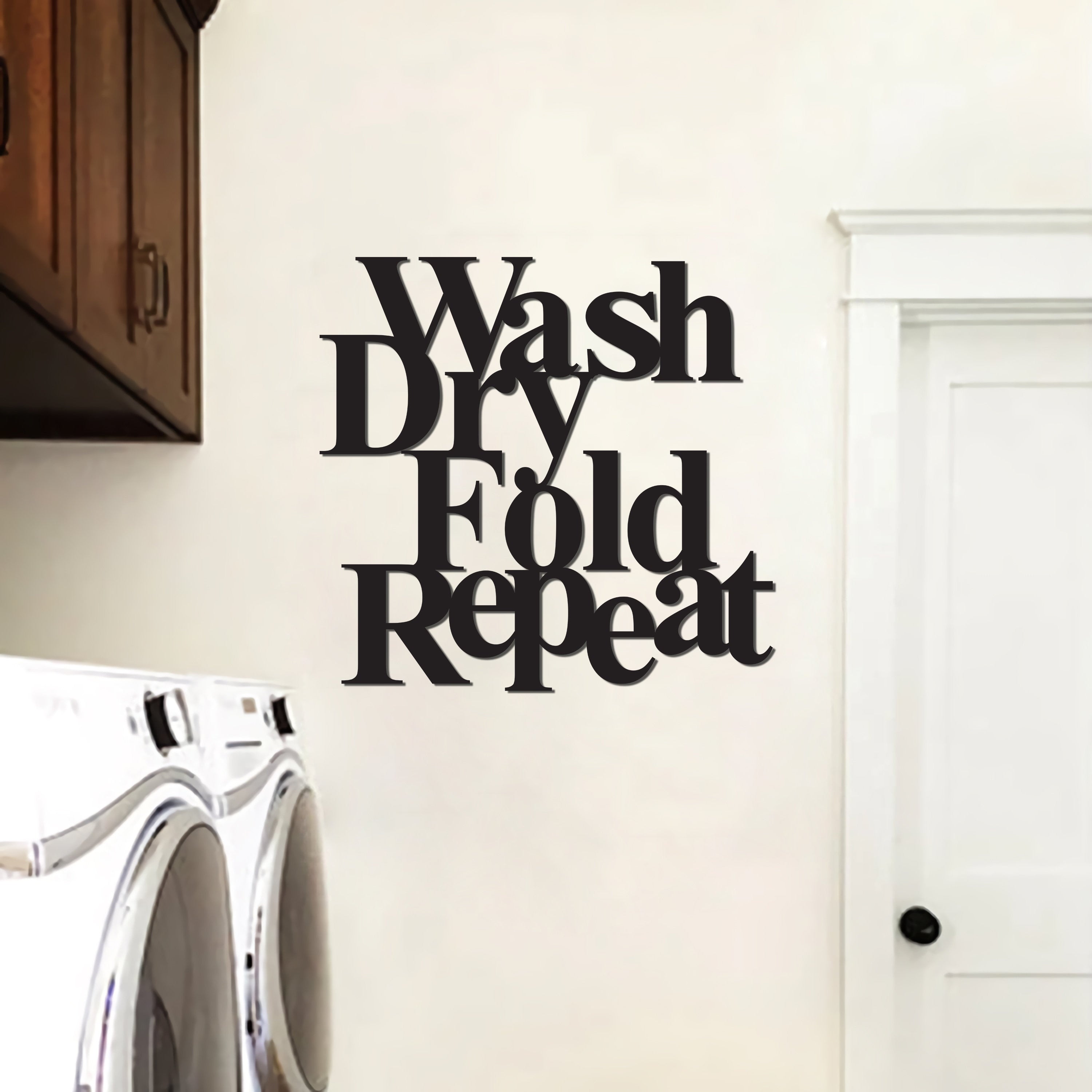 Wash Dry Fold Repeat Sign, Personalized Laundry Room Metal Sign ...