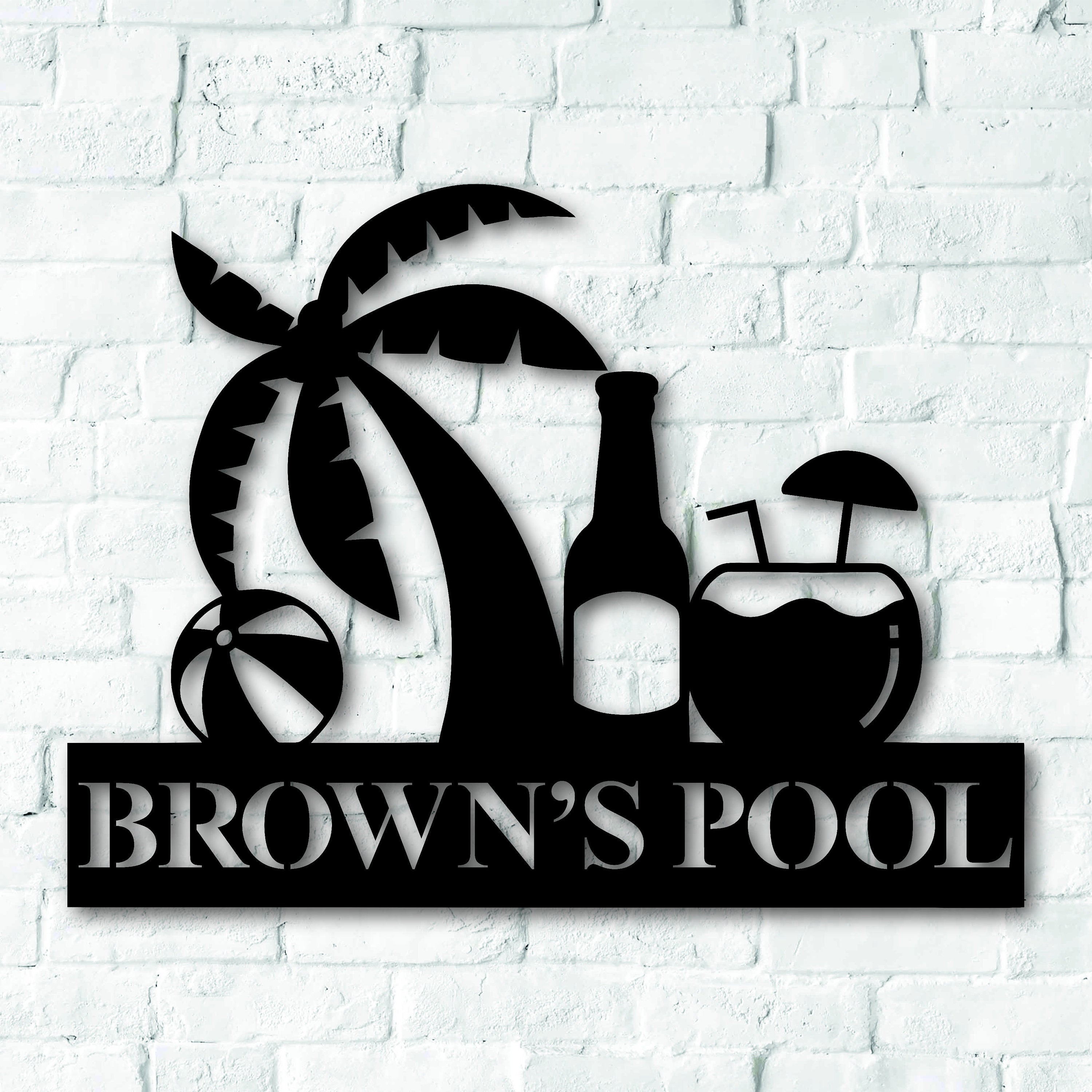 Personalized Family Pool Metal Sign, Custom Metal Pool Sign, Home Pool