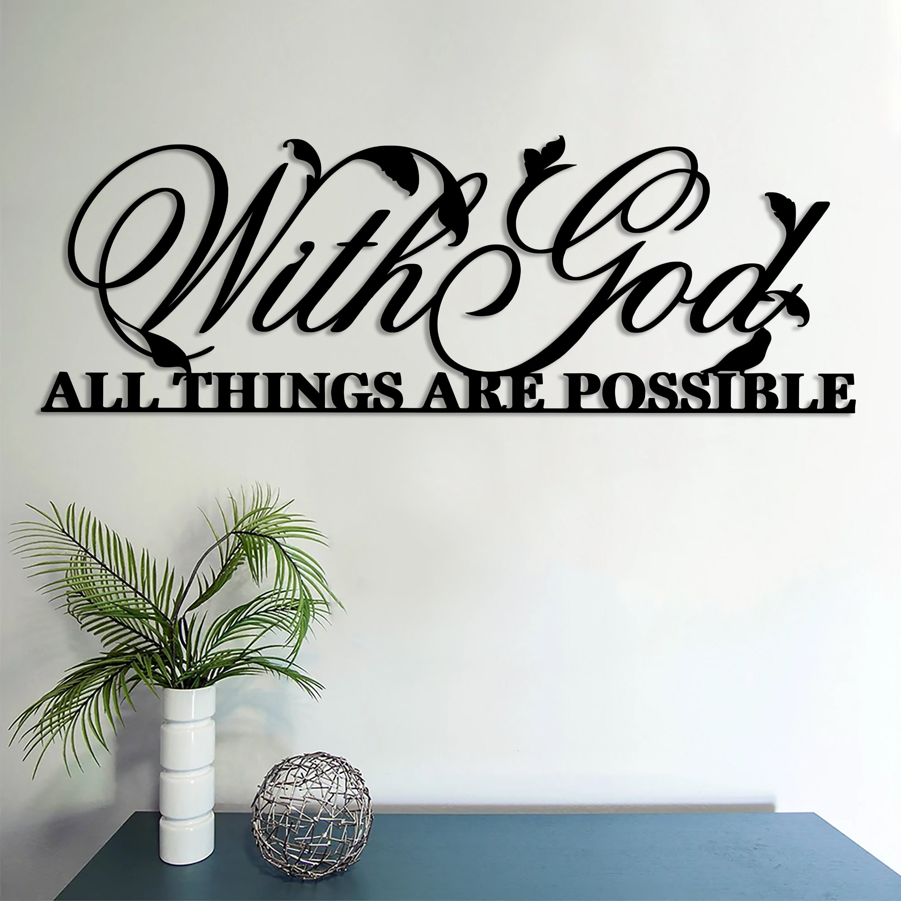 With God All Things Are Possible Metal Sign, Religious Scripture ...