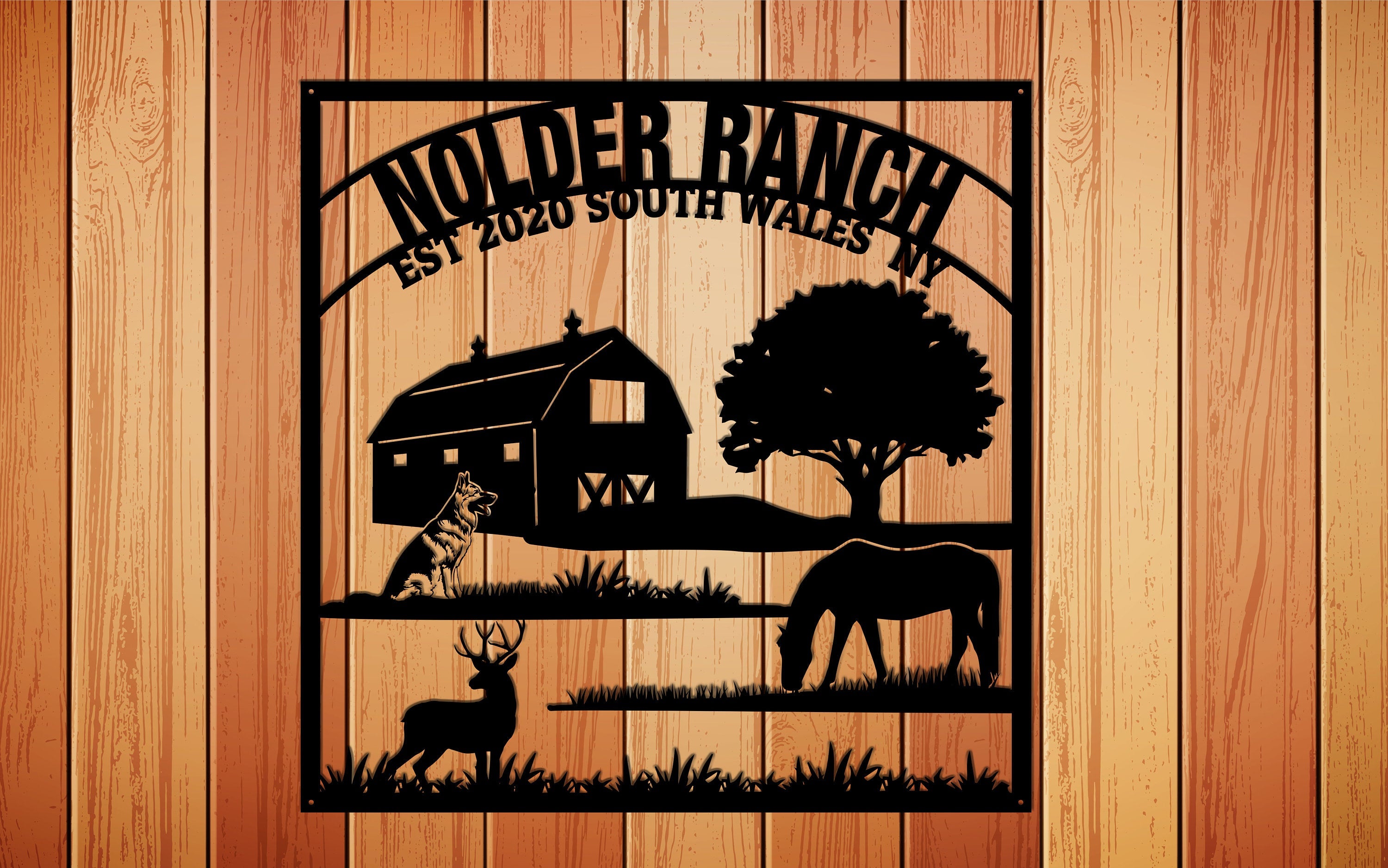 Large Entrance Gate Ranch Sign With Deer, Personalized, Cabin, Wildlife ...